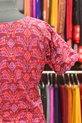 Red Birds On Maroon (Ladie's Kurta)