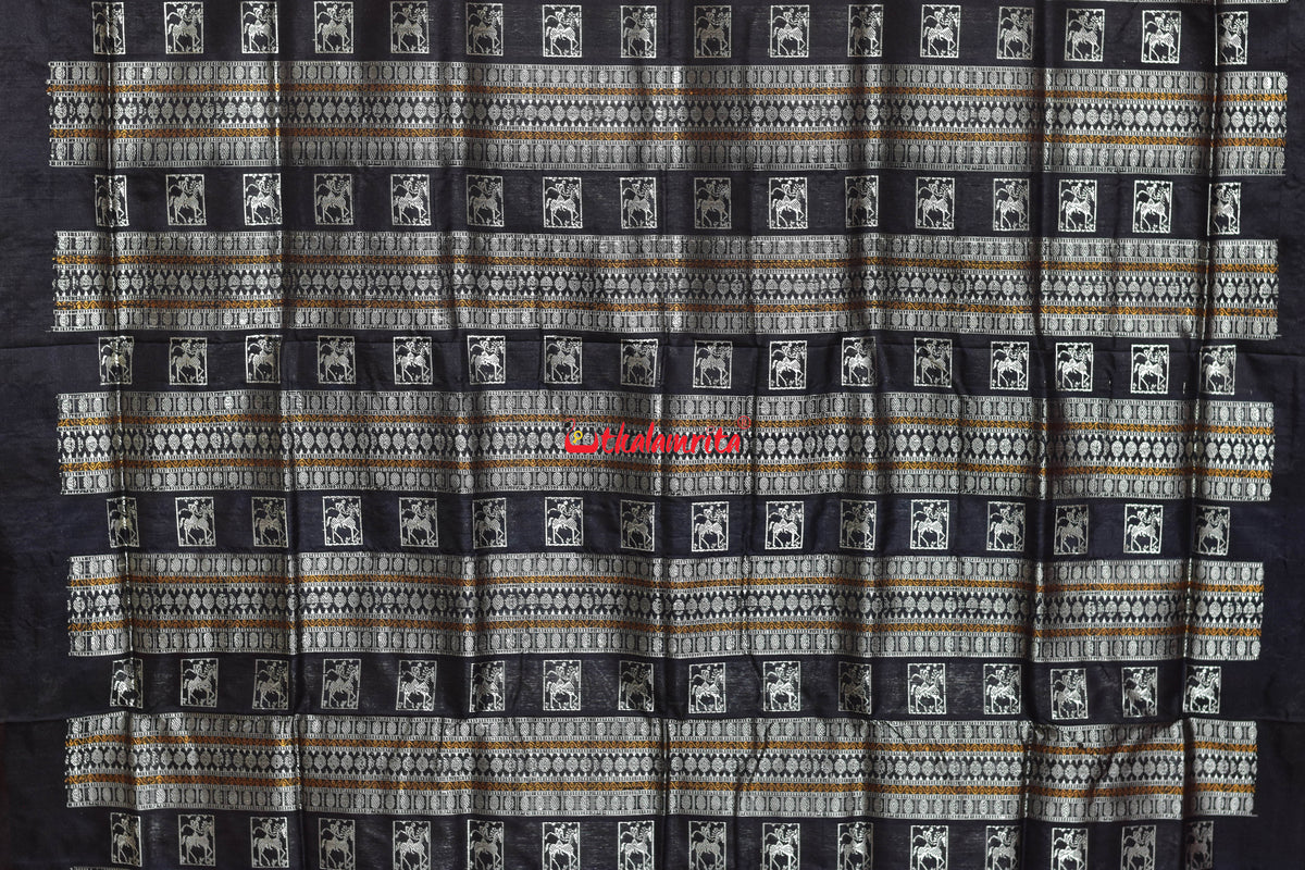 Red Black Sabari Tribal Bomkai Silk Saree
