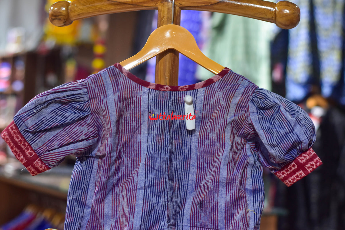 Red Blue Bandha on Purple (Kid's Frock)