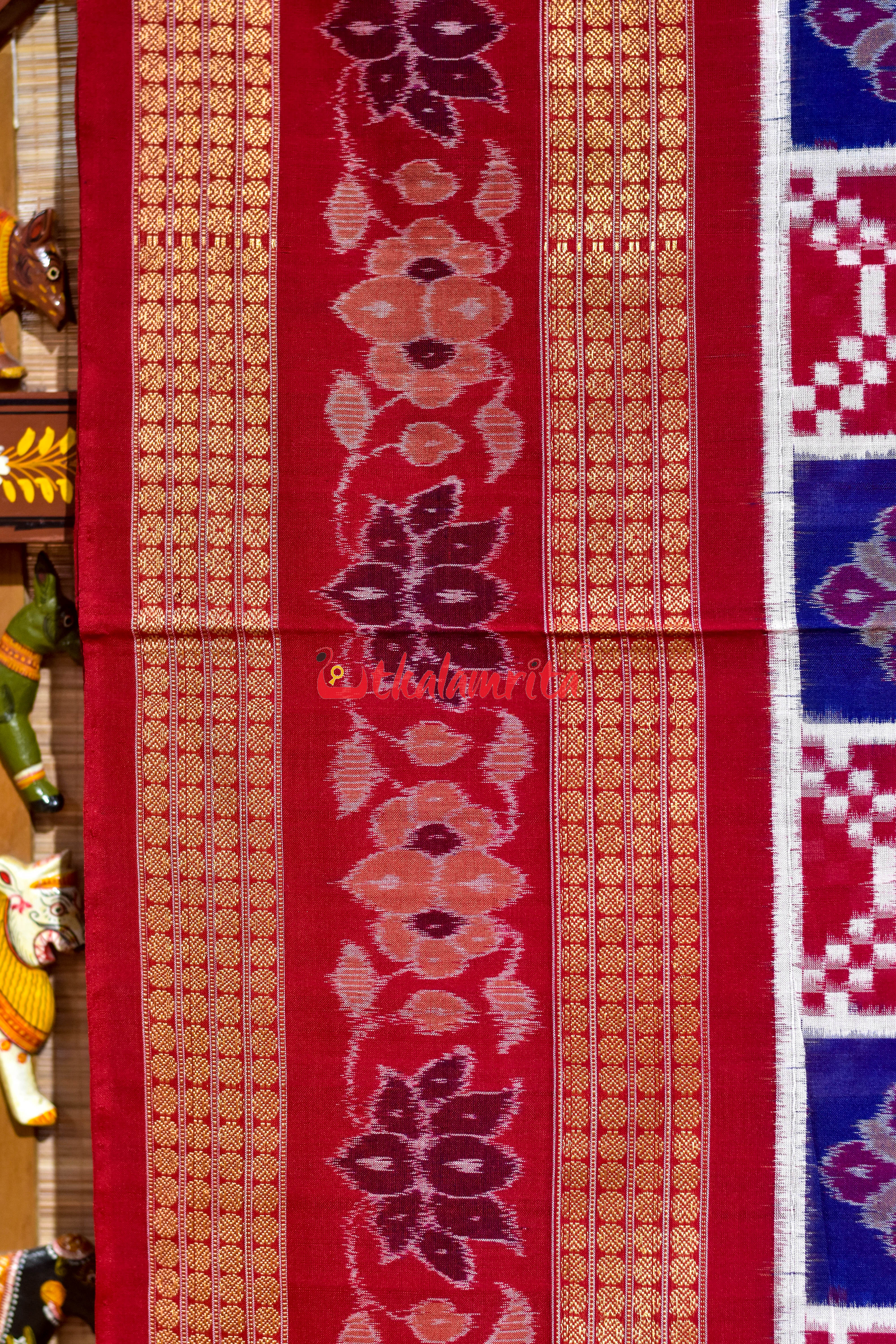 Blue Taj Mahal Scot Flower Pasapali Cotton Saree