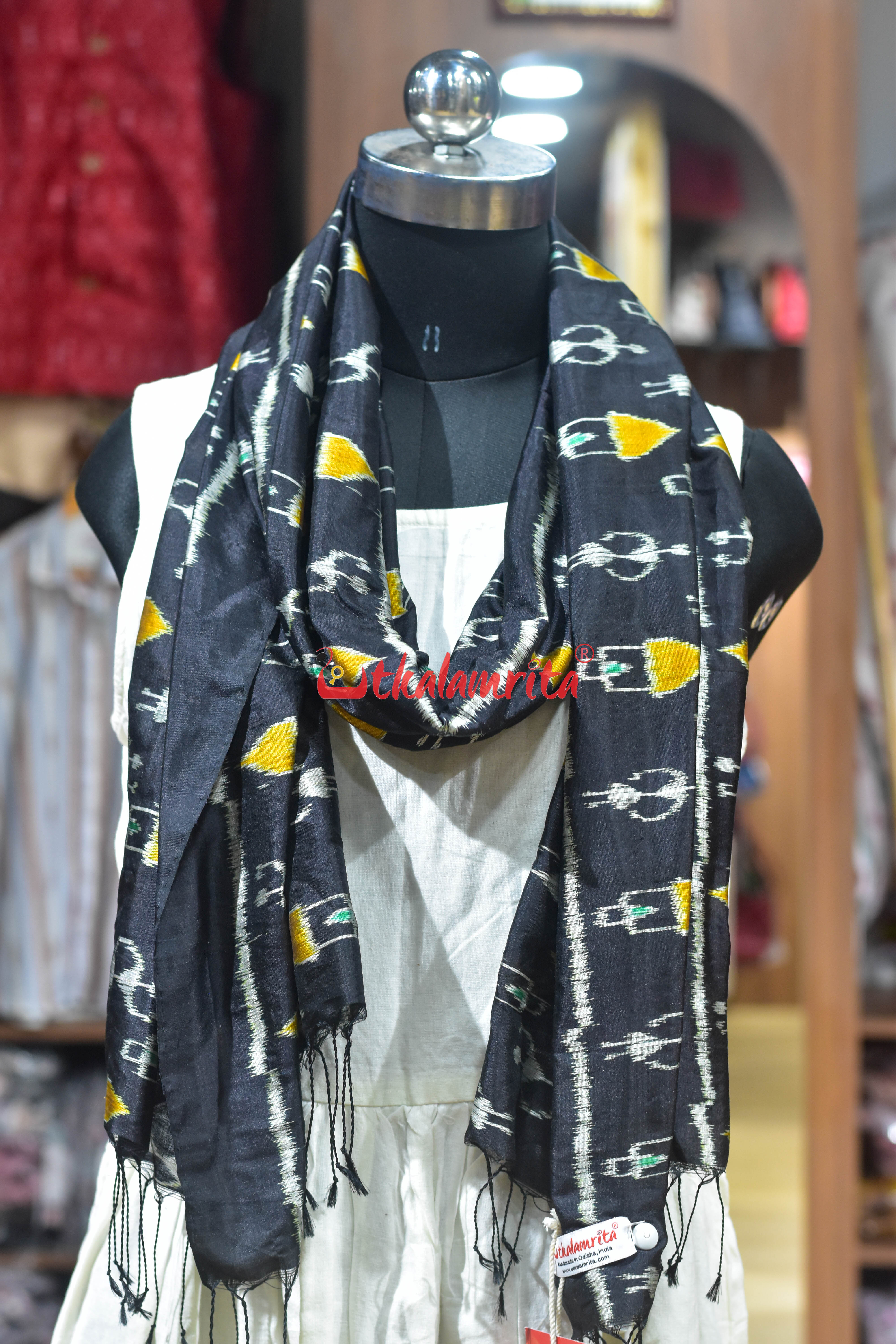Tribal Black Silk Stole