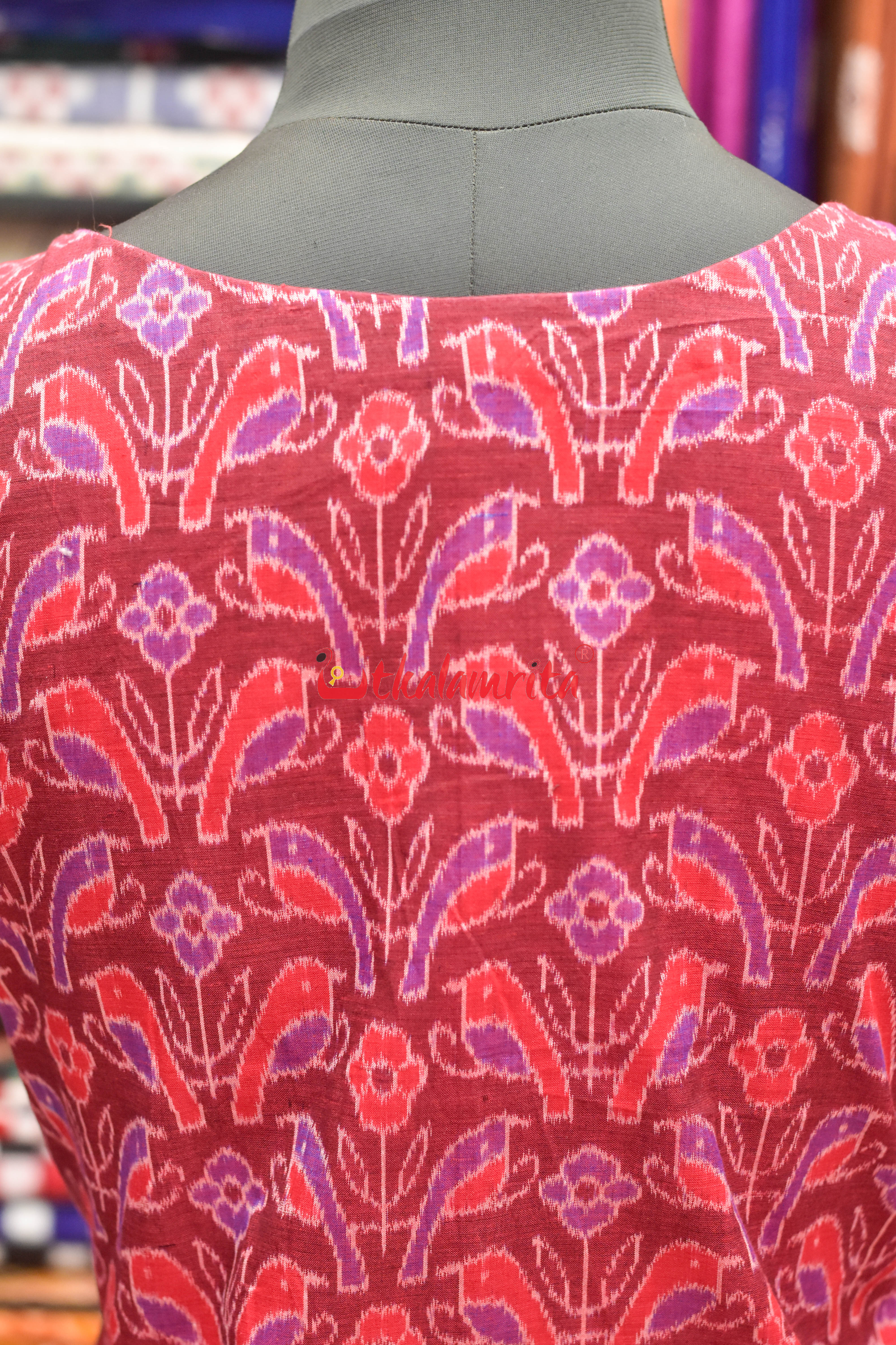 Red Birds On Maroon (Ladie's Kurta)