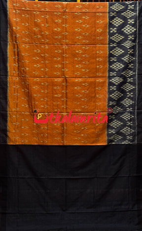 Orange Black Gopalpur Tussar Body Bandha Saree