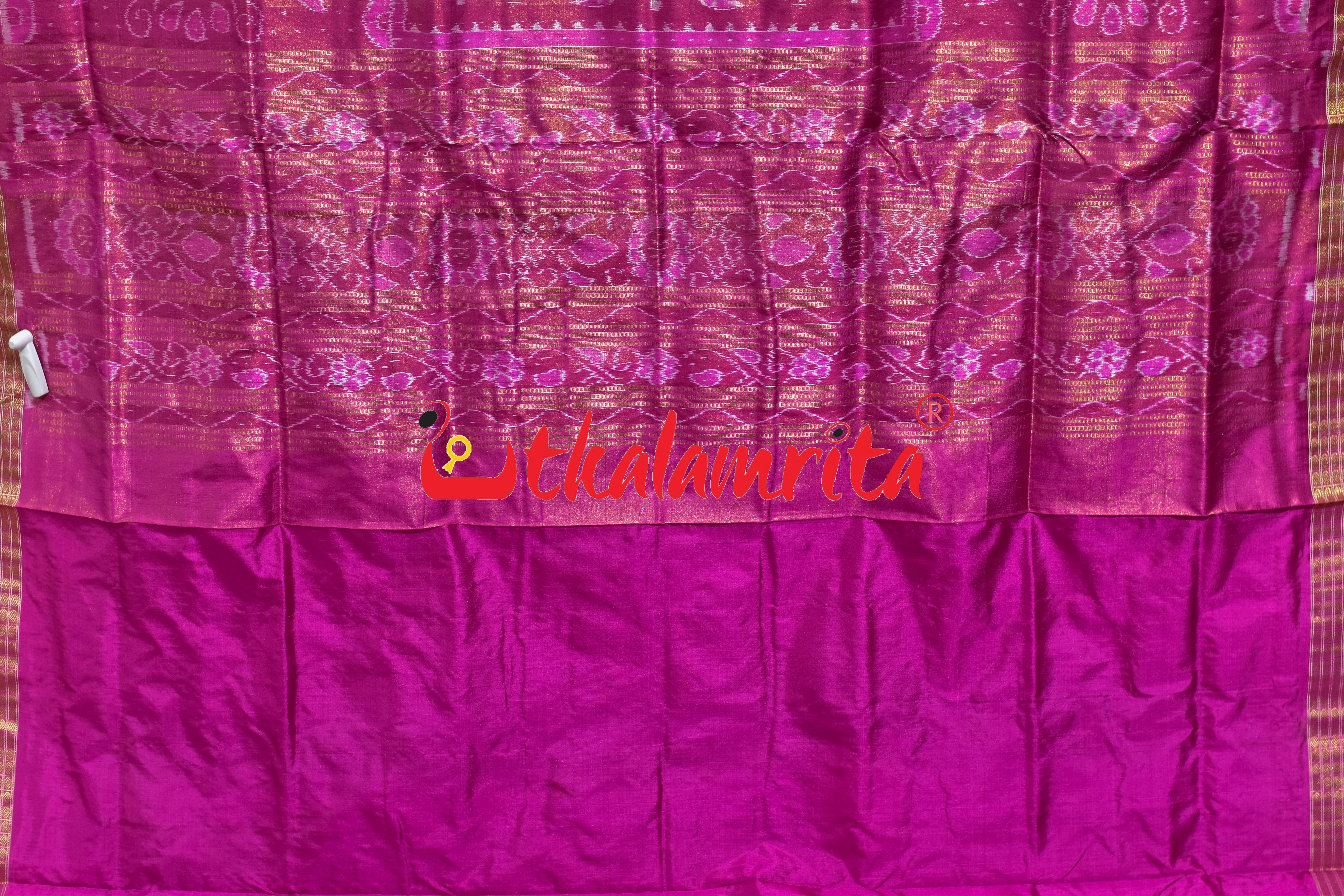 Green Pink Half Tissue Sambalpuri Silk Saree