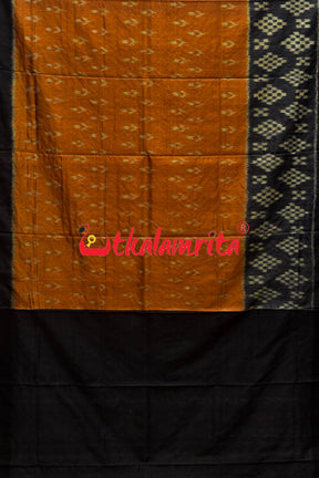 Orange Black Gopalpur Tussar Body Bandha Saree