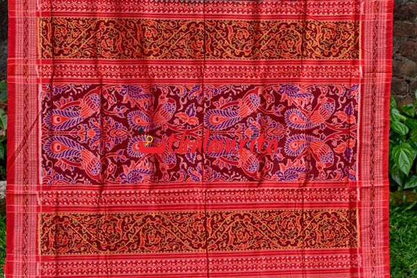 Peacocks Teal Sambalpuri Cotton Saree