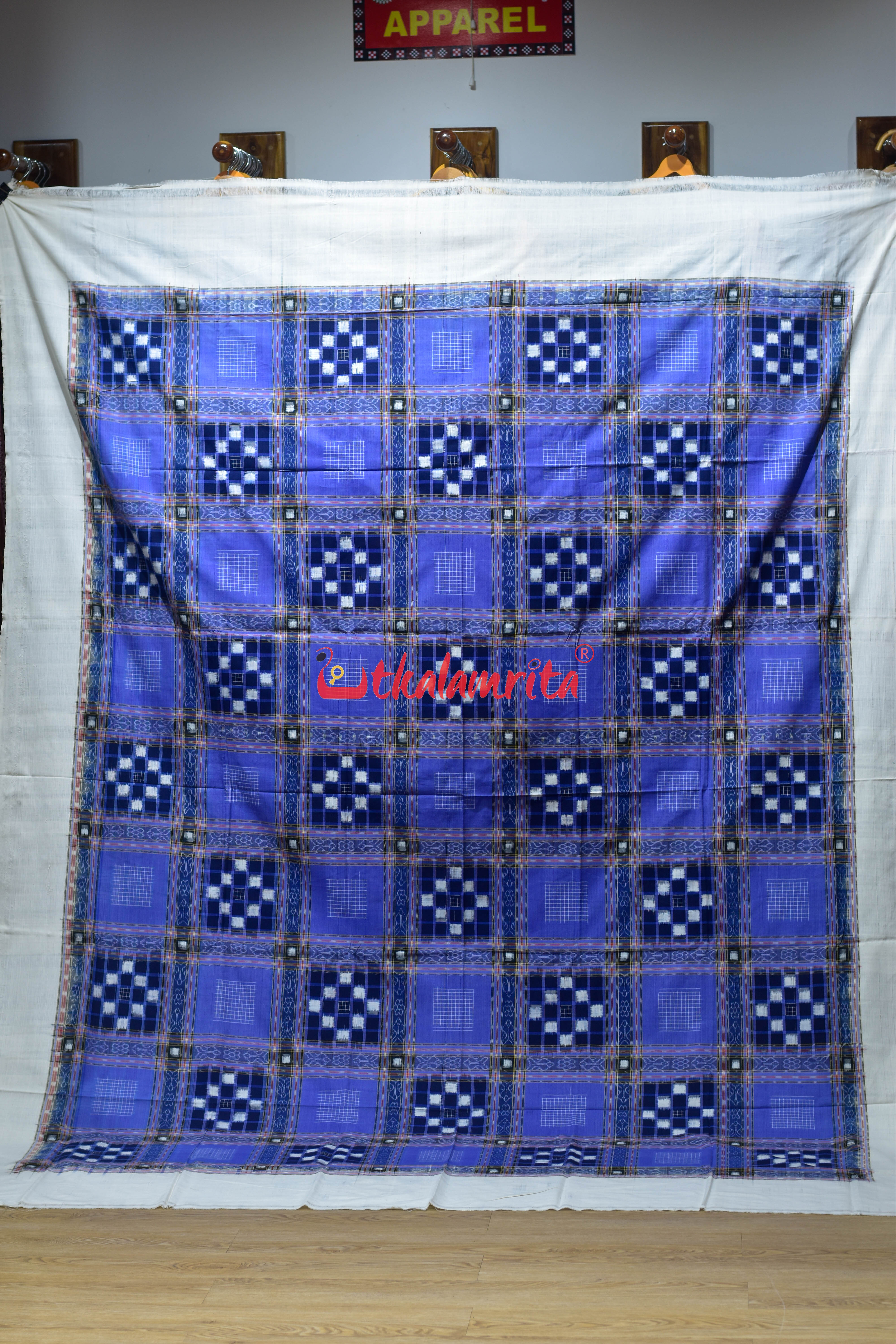 Sky Blue Check Pasapali Bedsheet