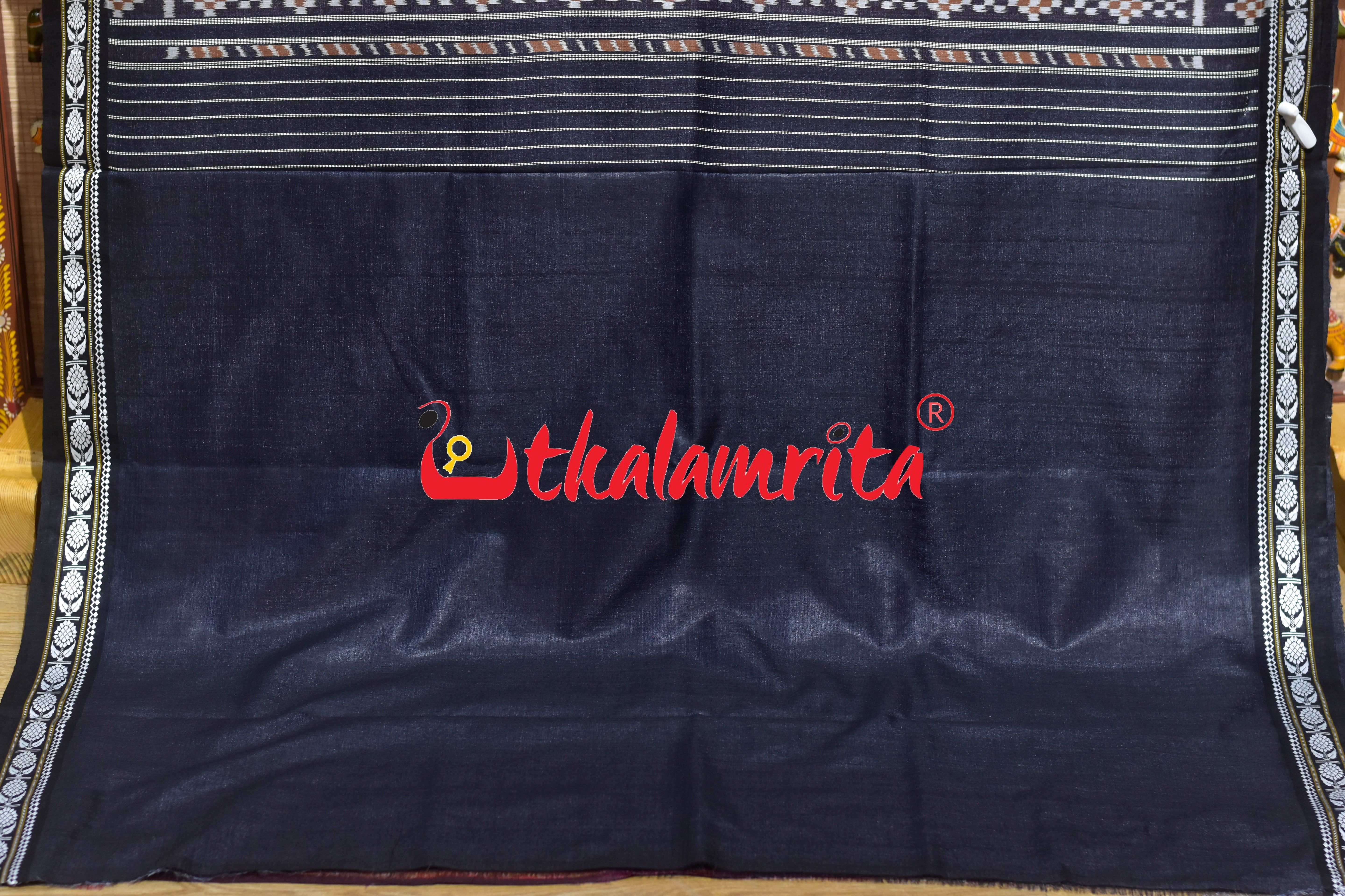 Pink Black Flower Dobby Gopalpur Tussar Saree