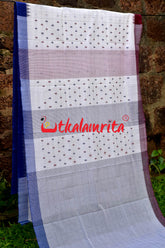 White Fish Blocks Ganga Jamuna Sambalpuri Cotton Saree