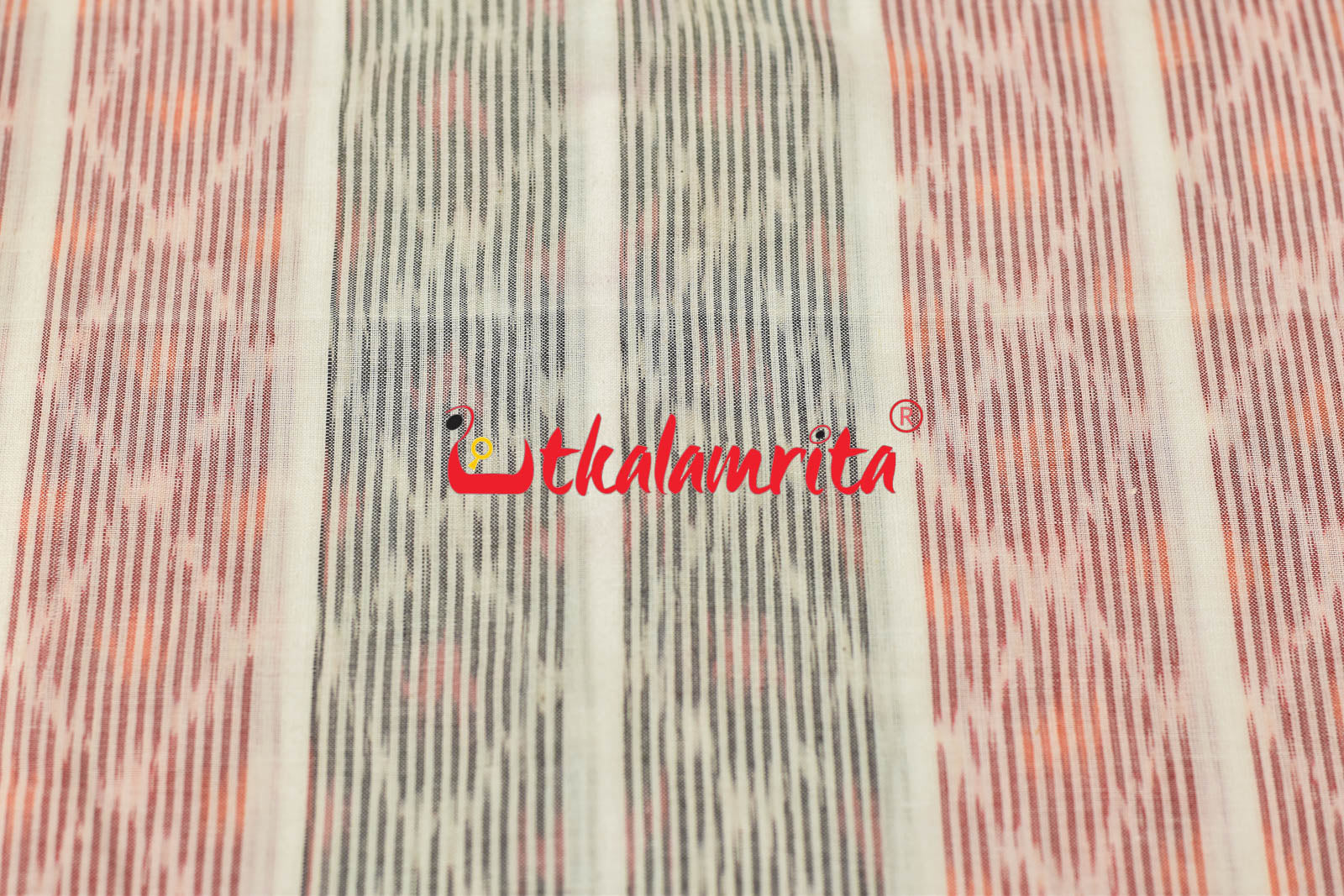 Red Black Bandha on white (Fabric)