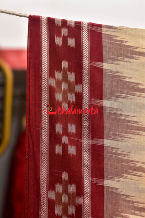 Off White Kumbha Pasapali Border Khandua Cotton Saree
