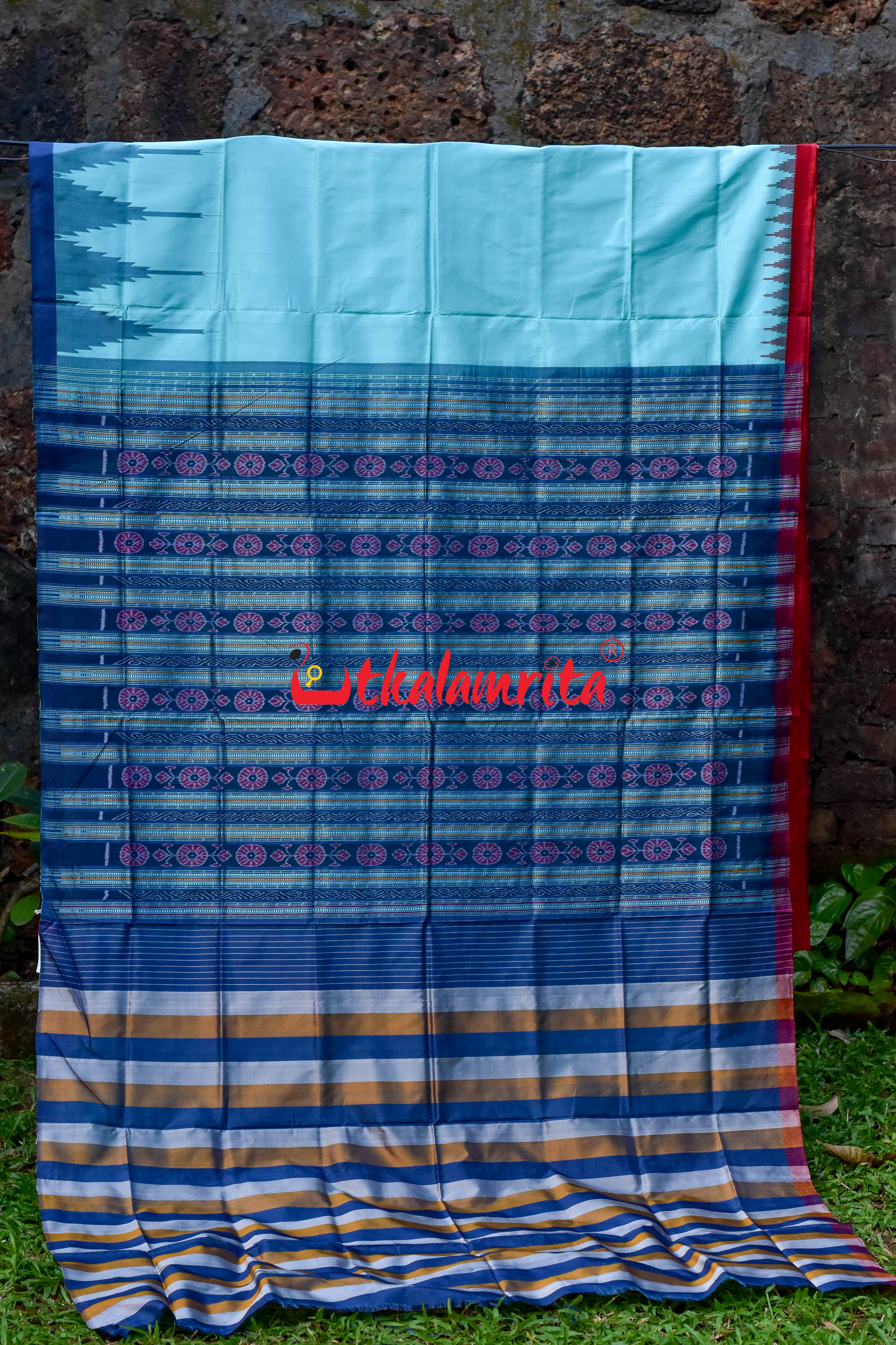 Haata Kumbha Blue Sambalpuri Silk Saree
