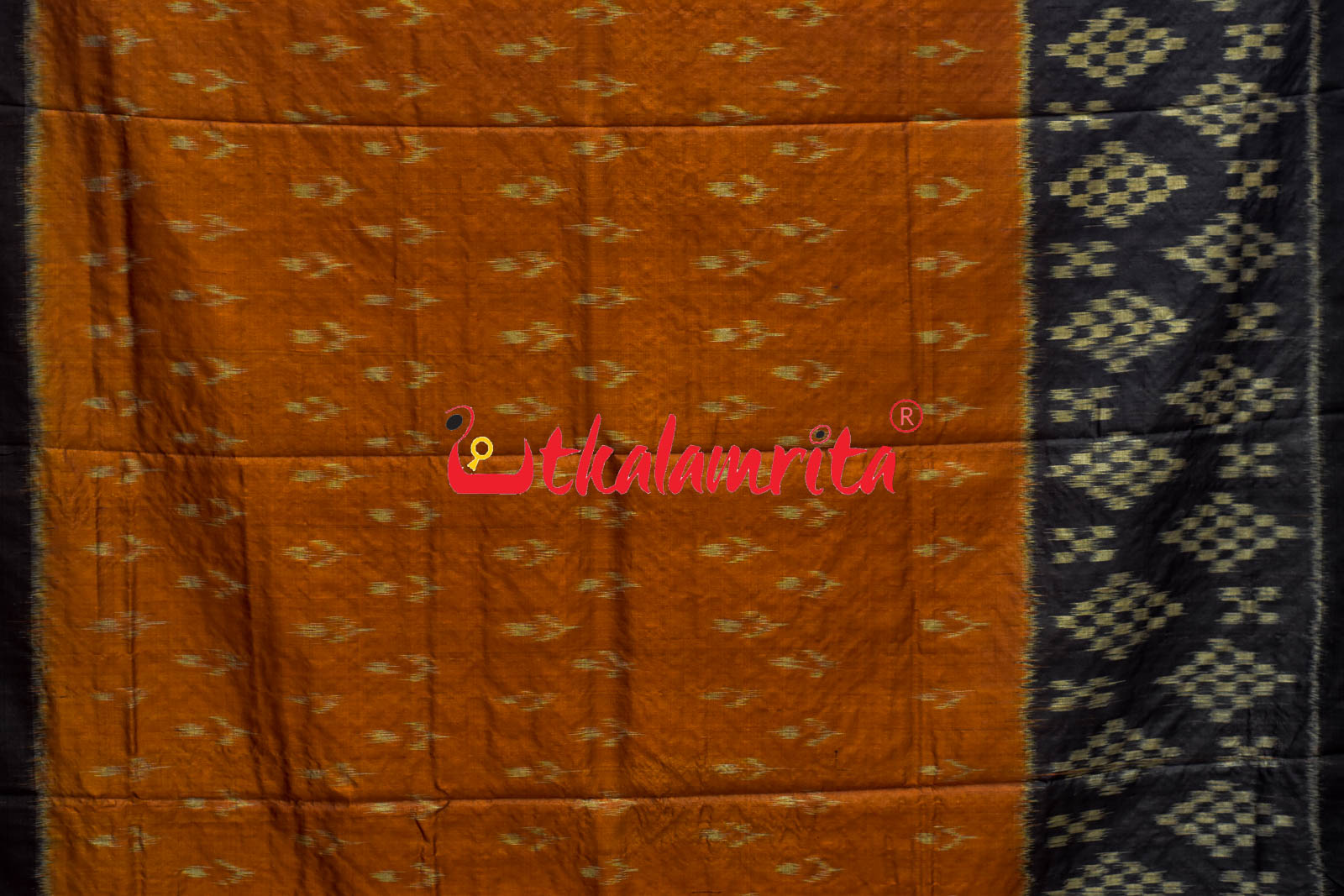 Orange Black Gopalpur Tussar Body Bandha Saree