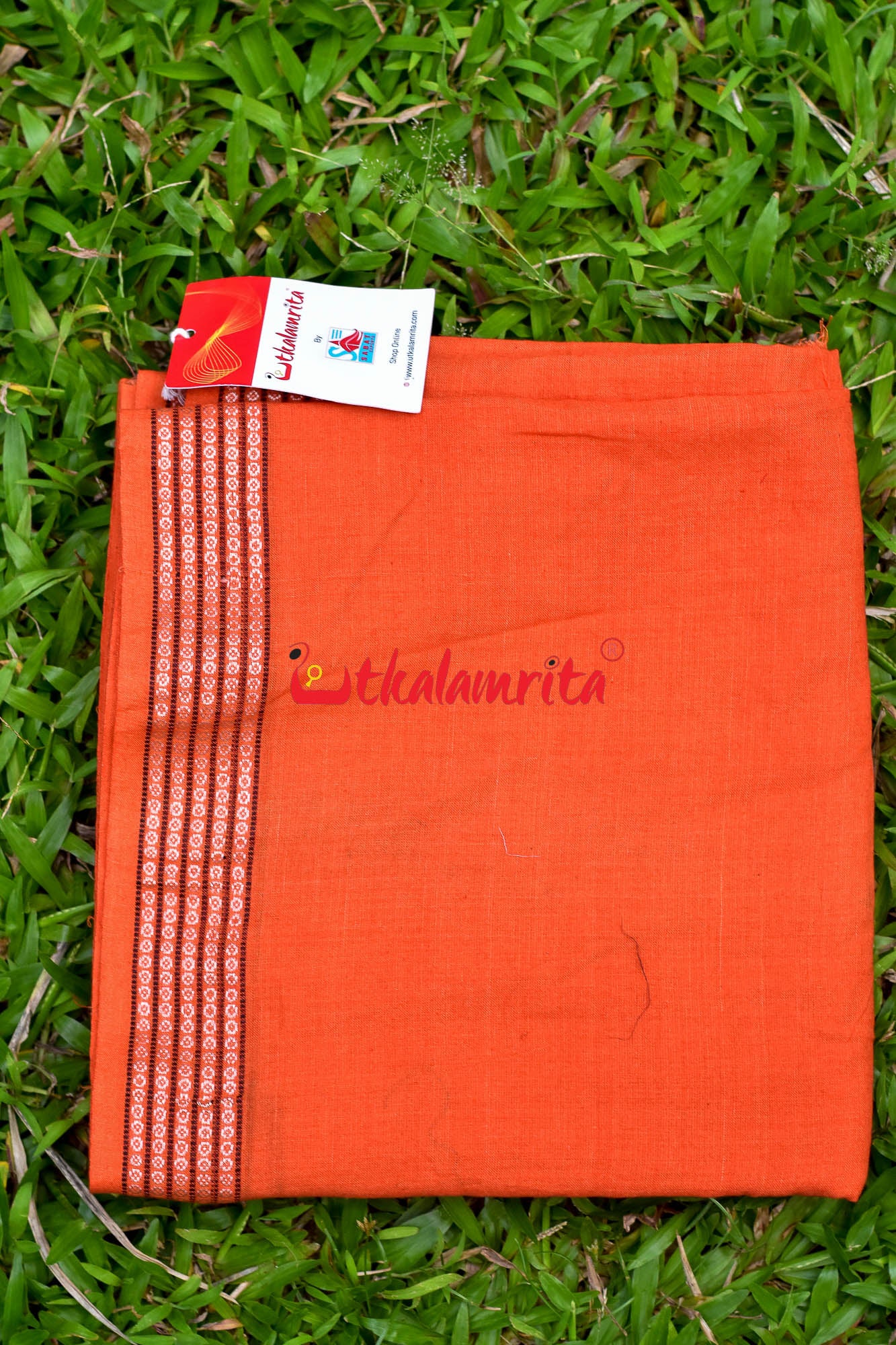 Orange with Rudraksha Border (Fabric)