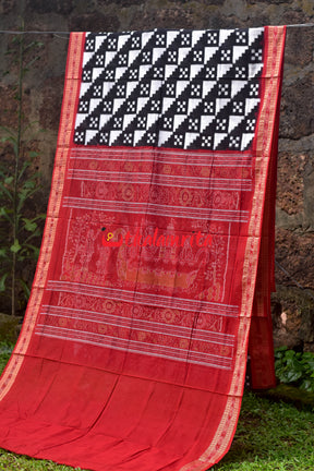 Diagonal Pasapali Black White Cotton Saree