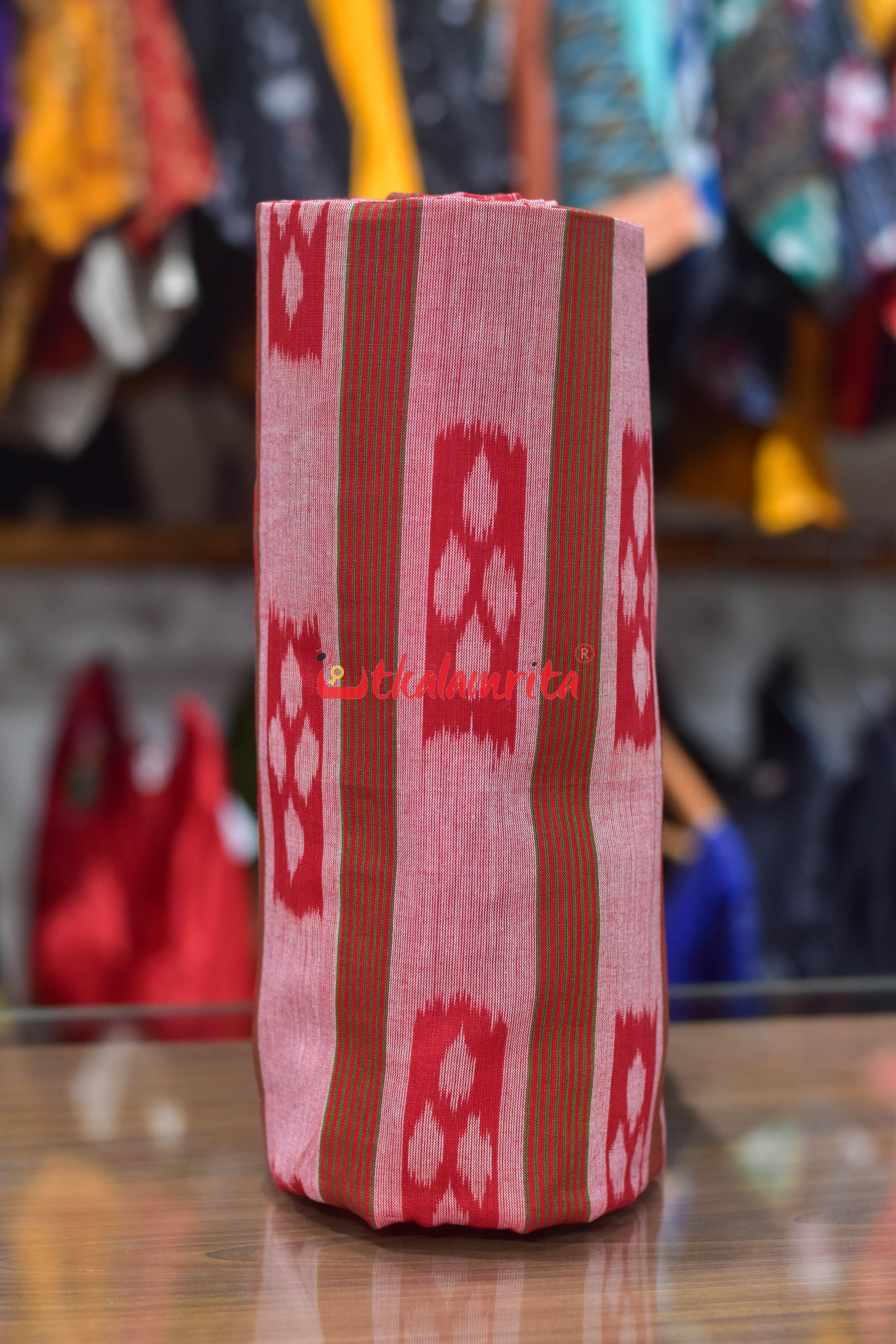 Four Petals Flower Pink Stripes Cotton (Fabric)