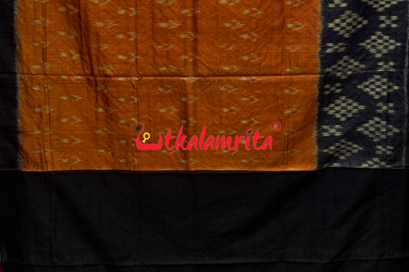 Orange Black Gopalpur Tussar Body Bandha Saree