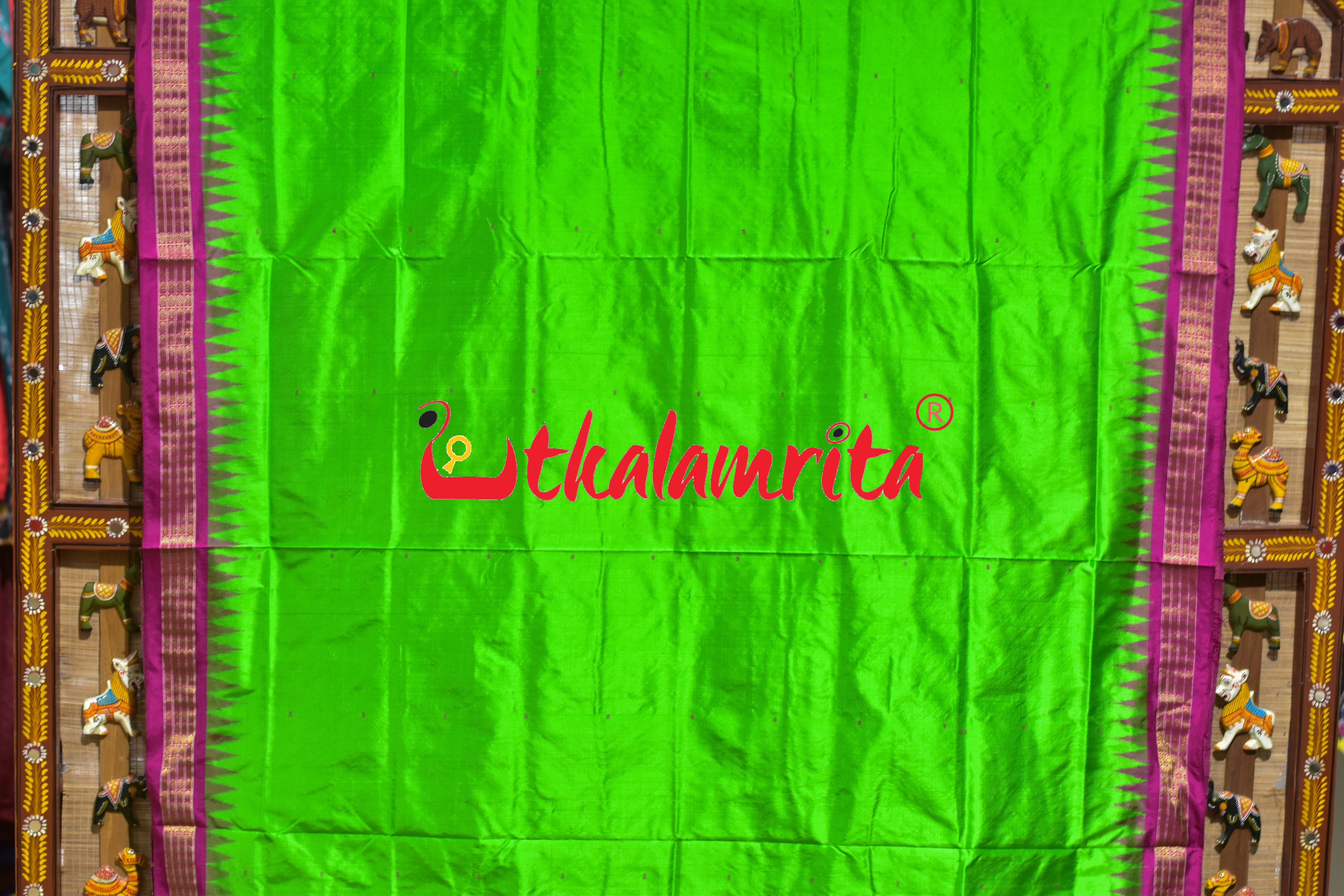 Green Pink Half Tissue Sambalpuri Silk Saree