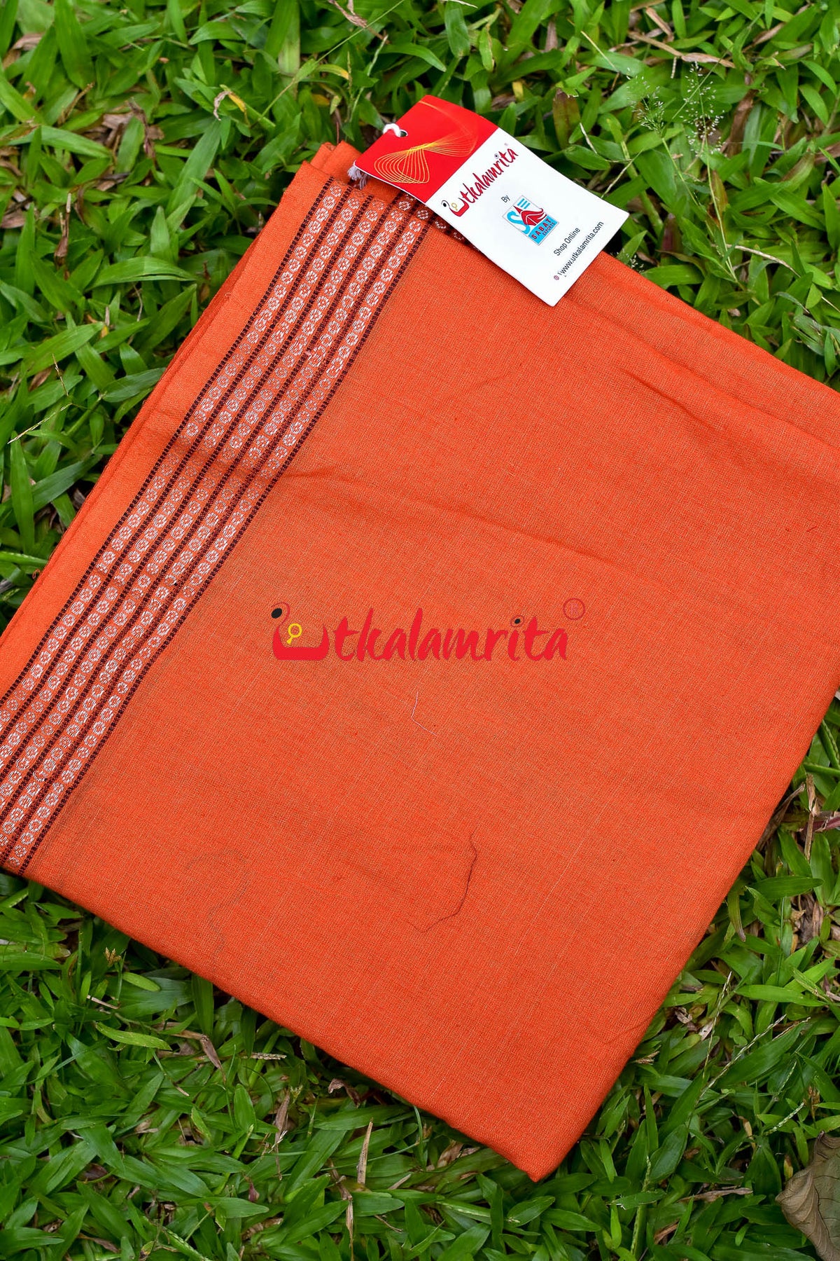 Orange with Rudraksha Border (Fabric)