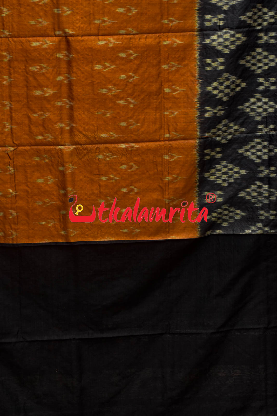 Orange Black Gopalpur Tussar Body Bandha Saree