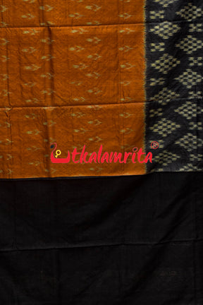 Orange Black Gopalpur Tussar Body Bandha Saree