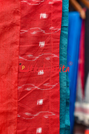 5 Kuthi Sandwiched Pasapali Green with Red Designer Saree