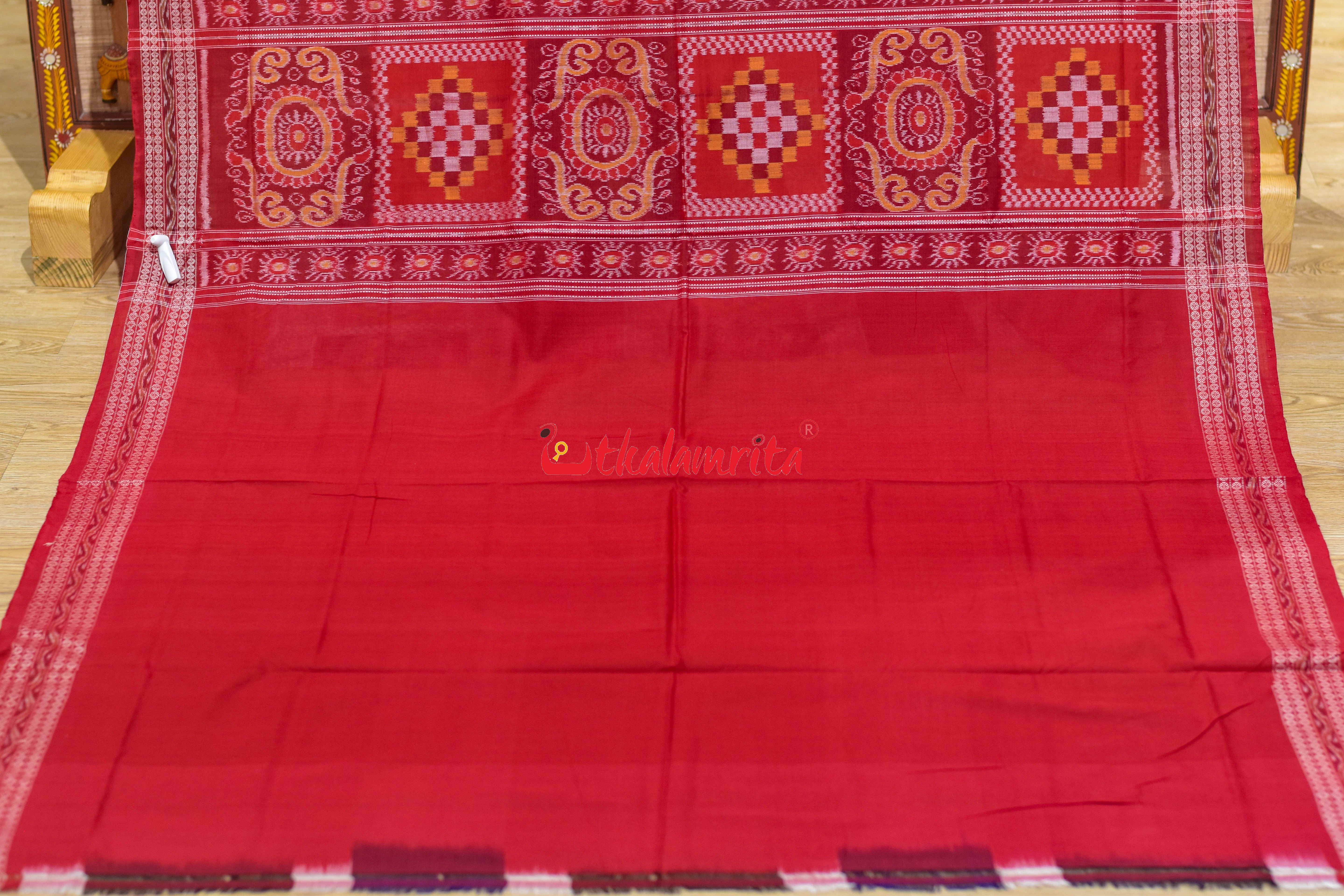 Blue Optical Illussion Sambalpuri Cotton Saree