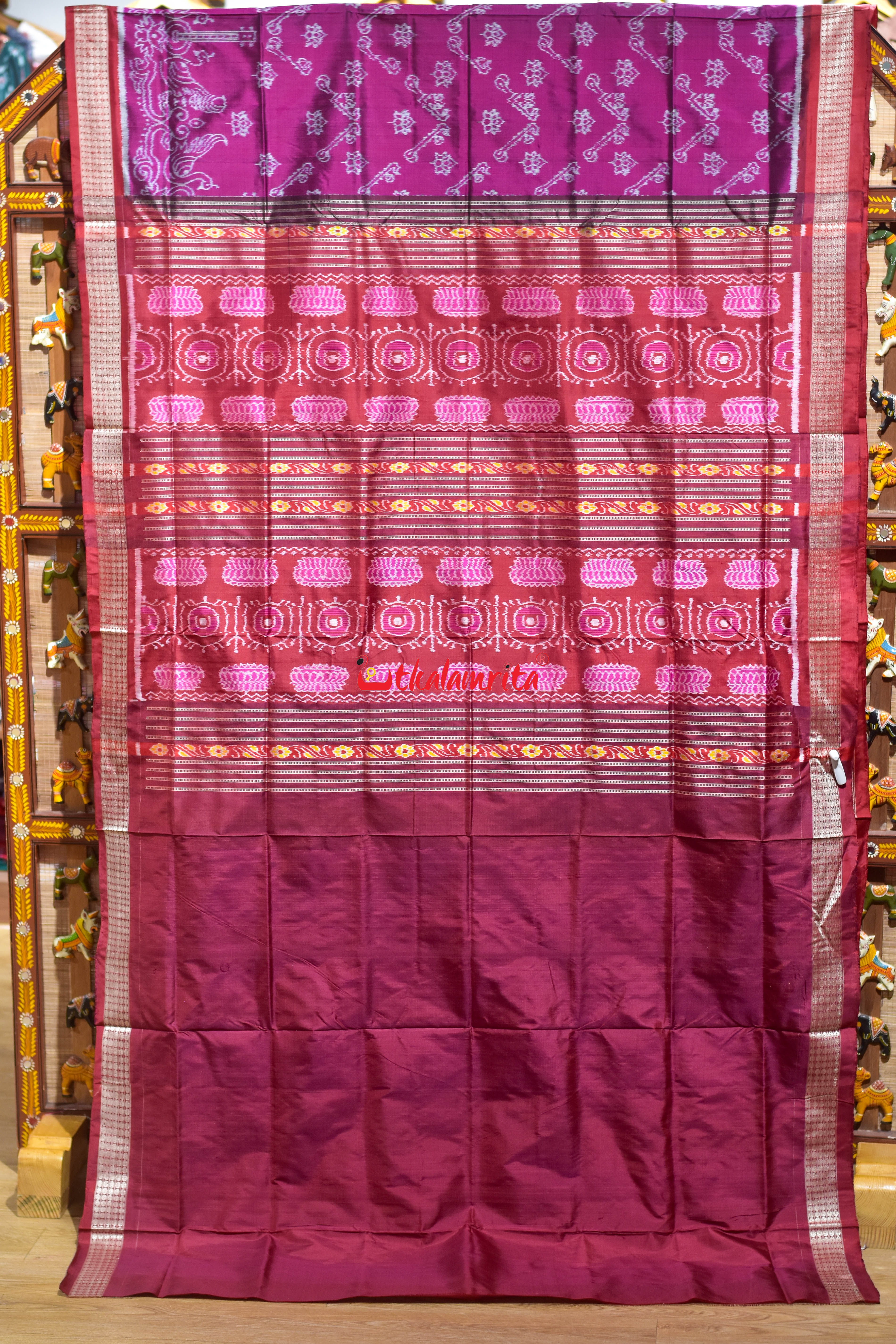 Guitar Padma Violet Sambalpuri Silk Saree