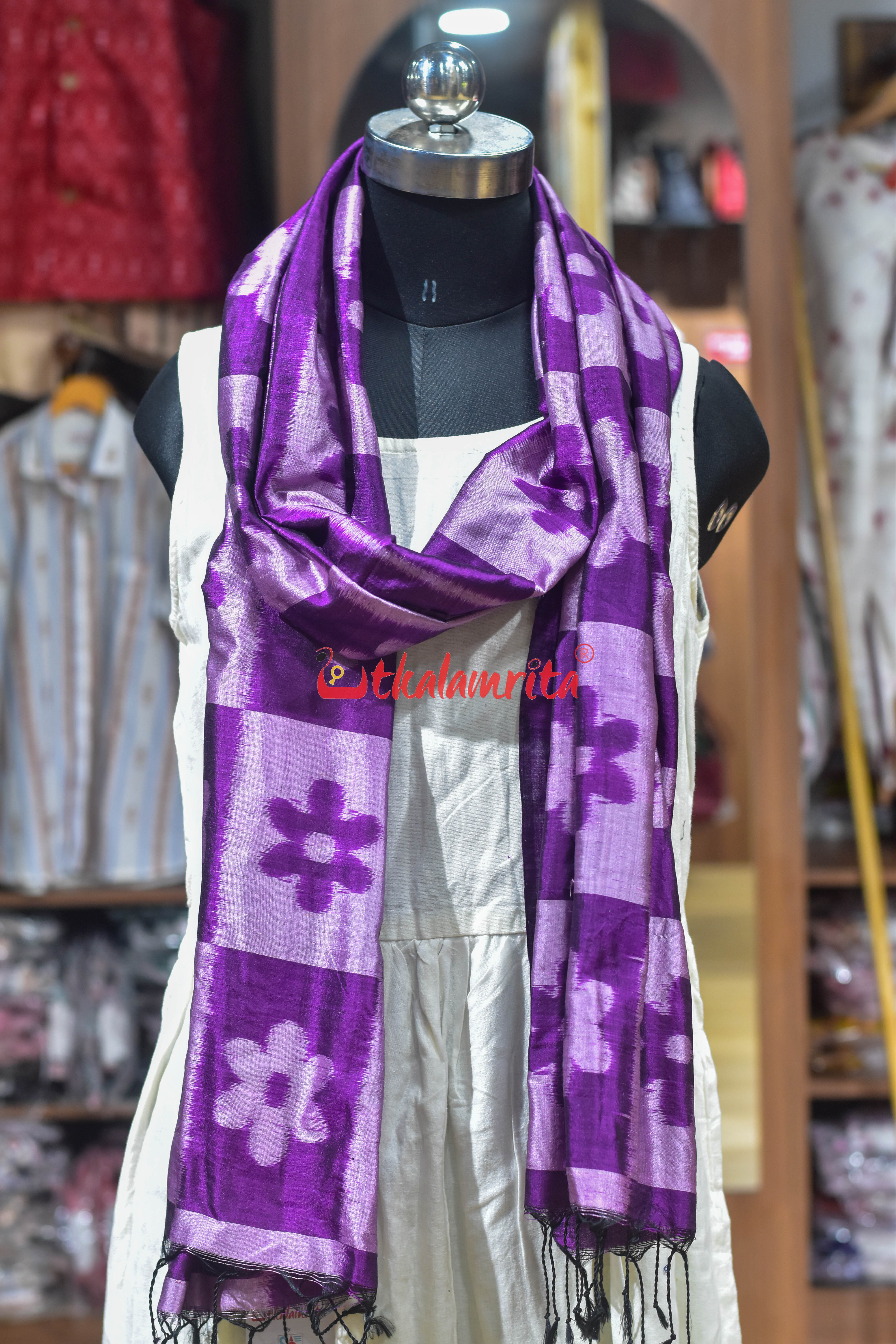 Purple Flowers Silk Stole