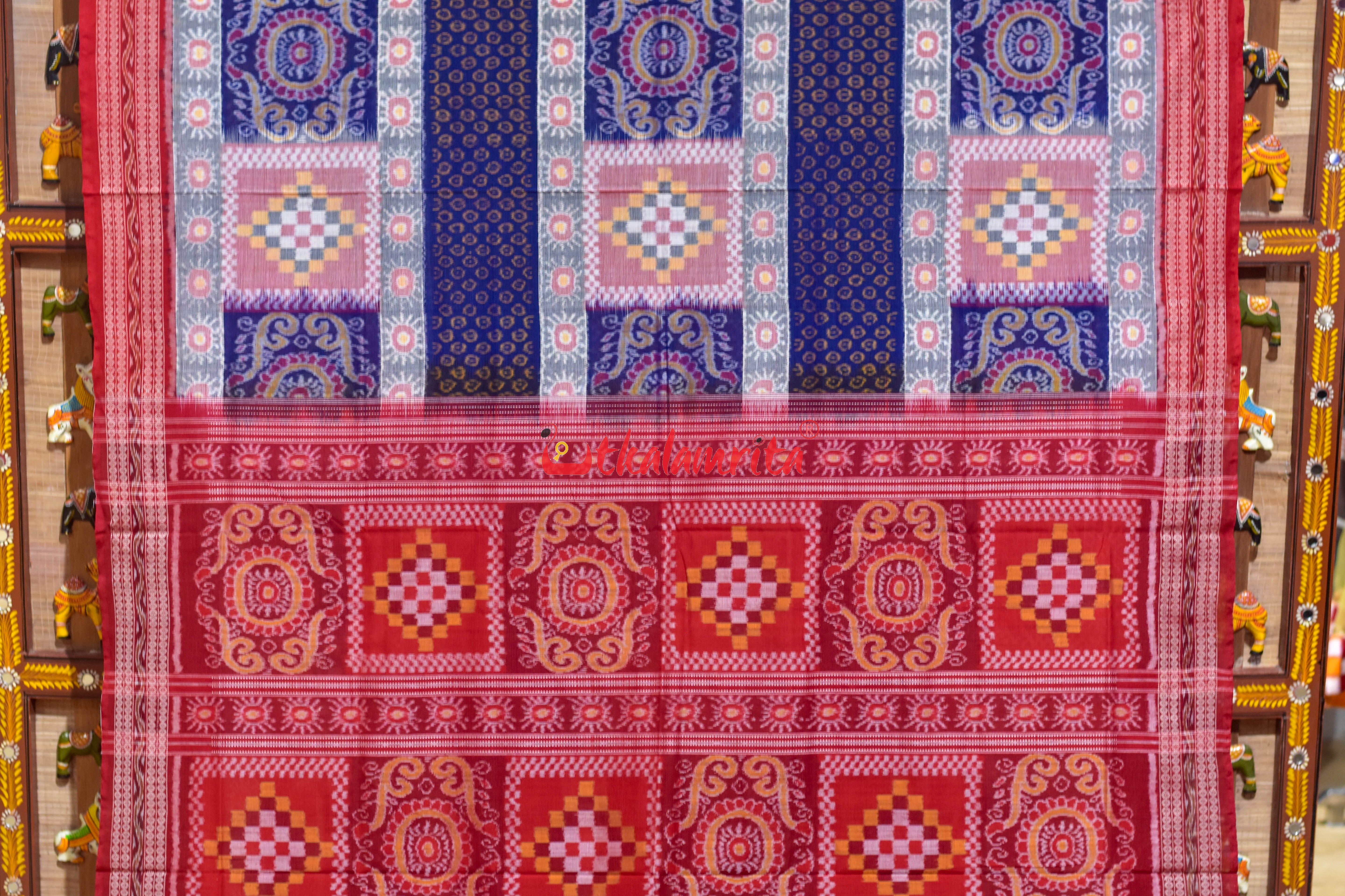 Blue Optical Illussion Sambalpuri Cotton Saree