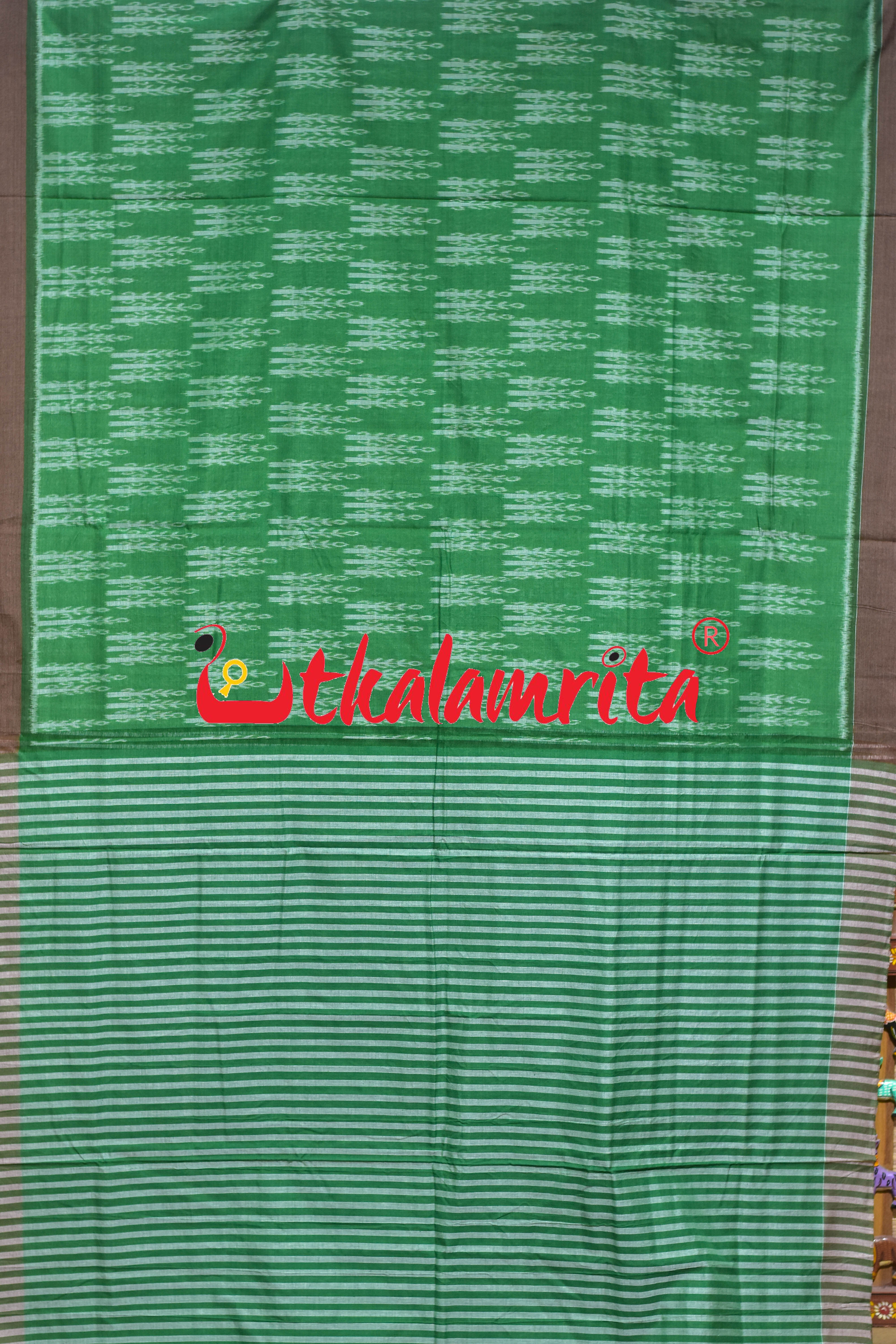 Green Makka Chaonra Khandua Cotton Saree