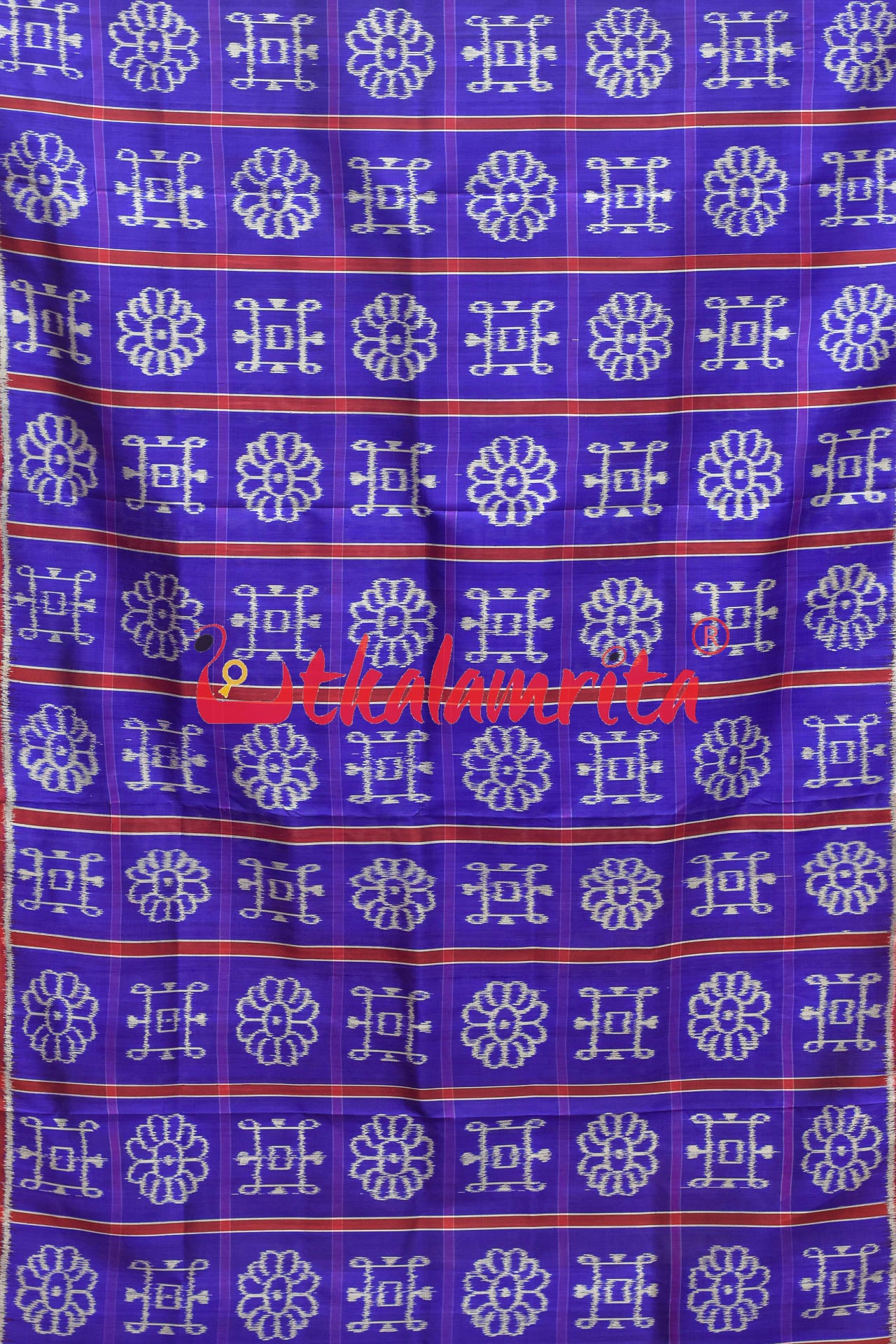 Blue with Animal Border Alpana Khandua Silk Saree