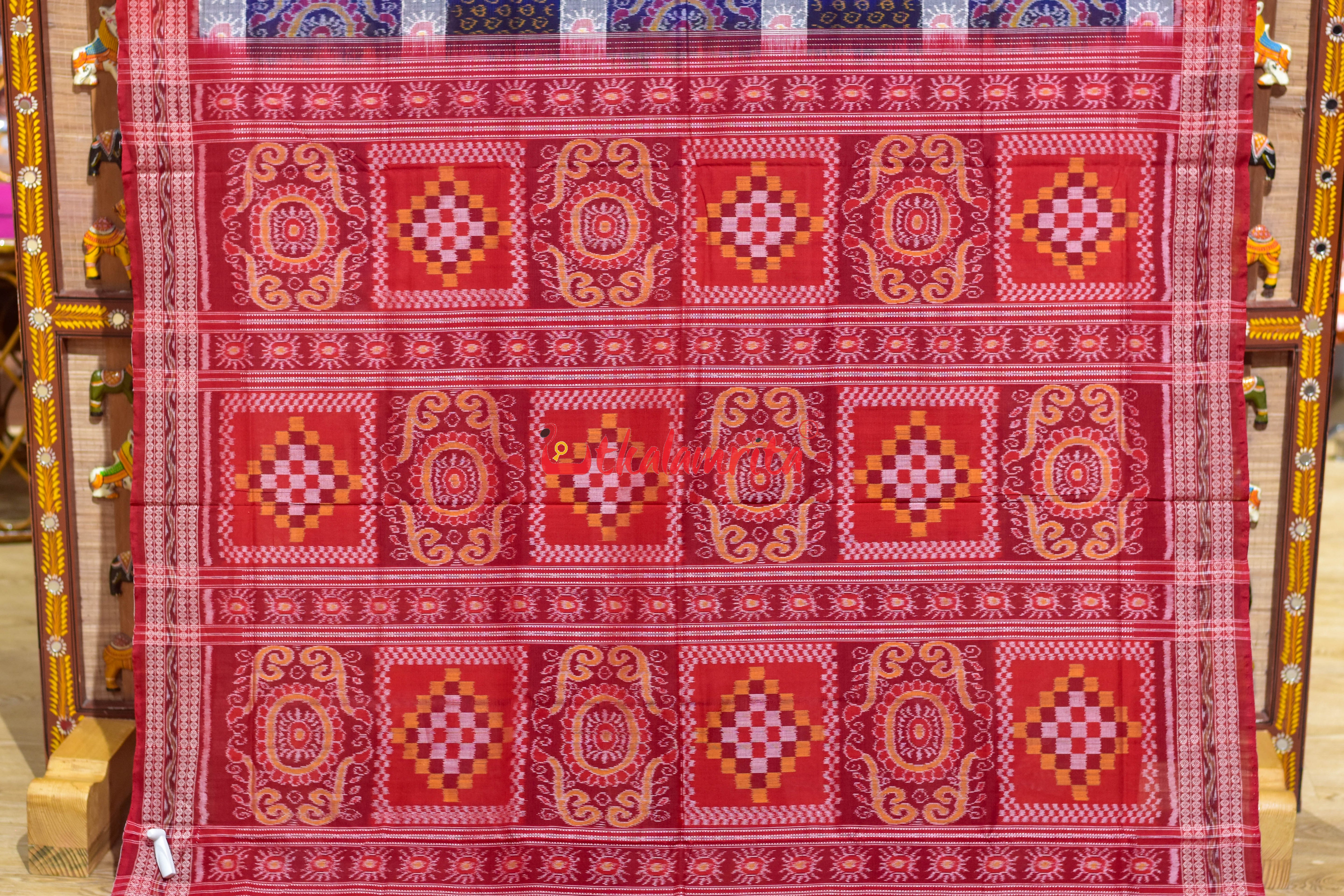 Blue Optical Illussion Sambalpuri Cotton Saree