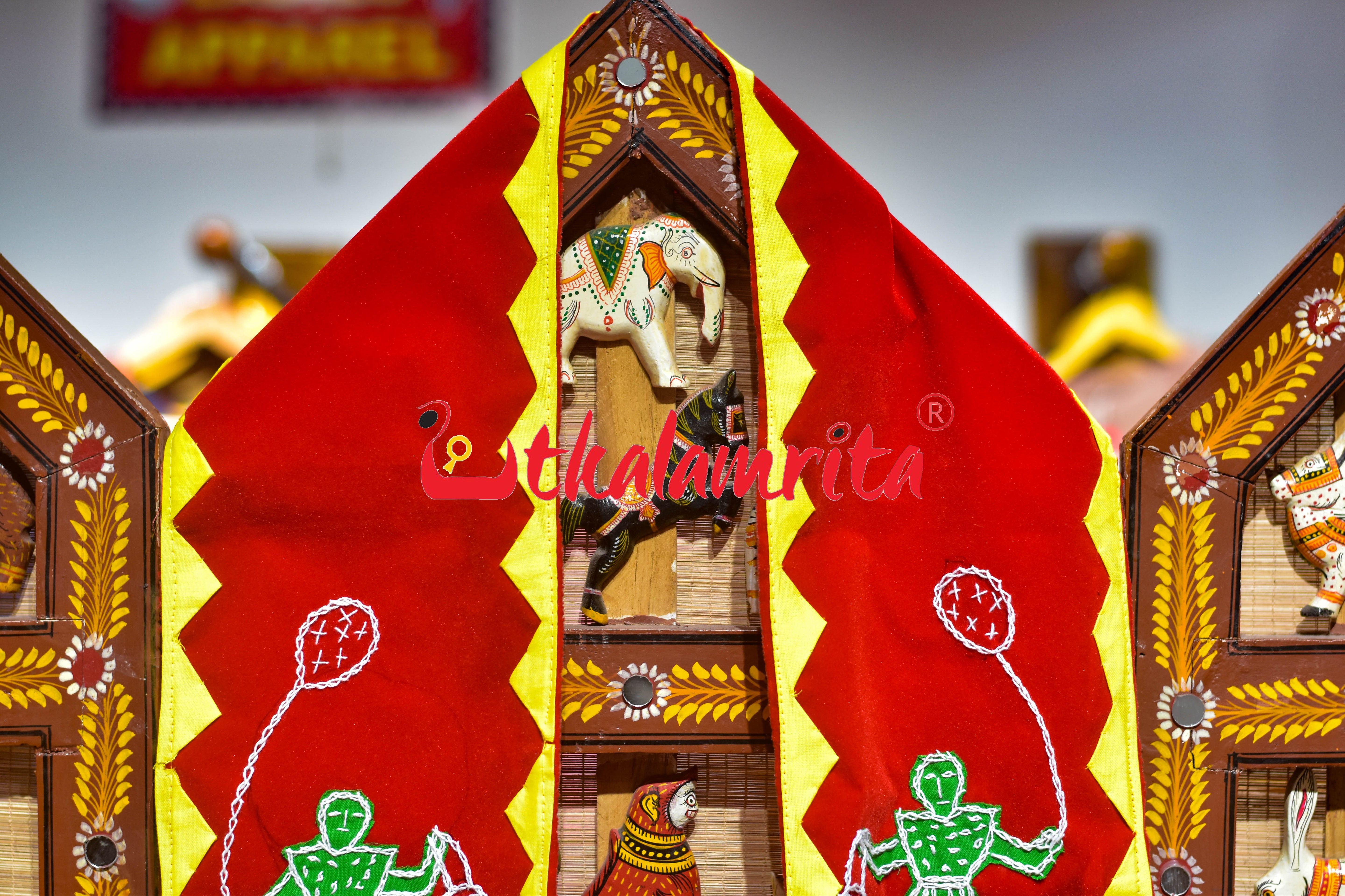 Green Heart,Elephant, Bird,Lotus & Doll with Red Pipili (Uttariya)