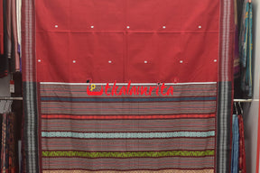 Red Black Baadi Jaala Cotton Rudraksha Border Saree