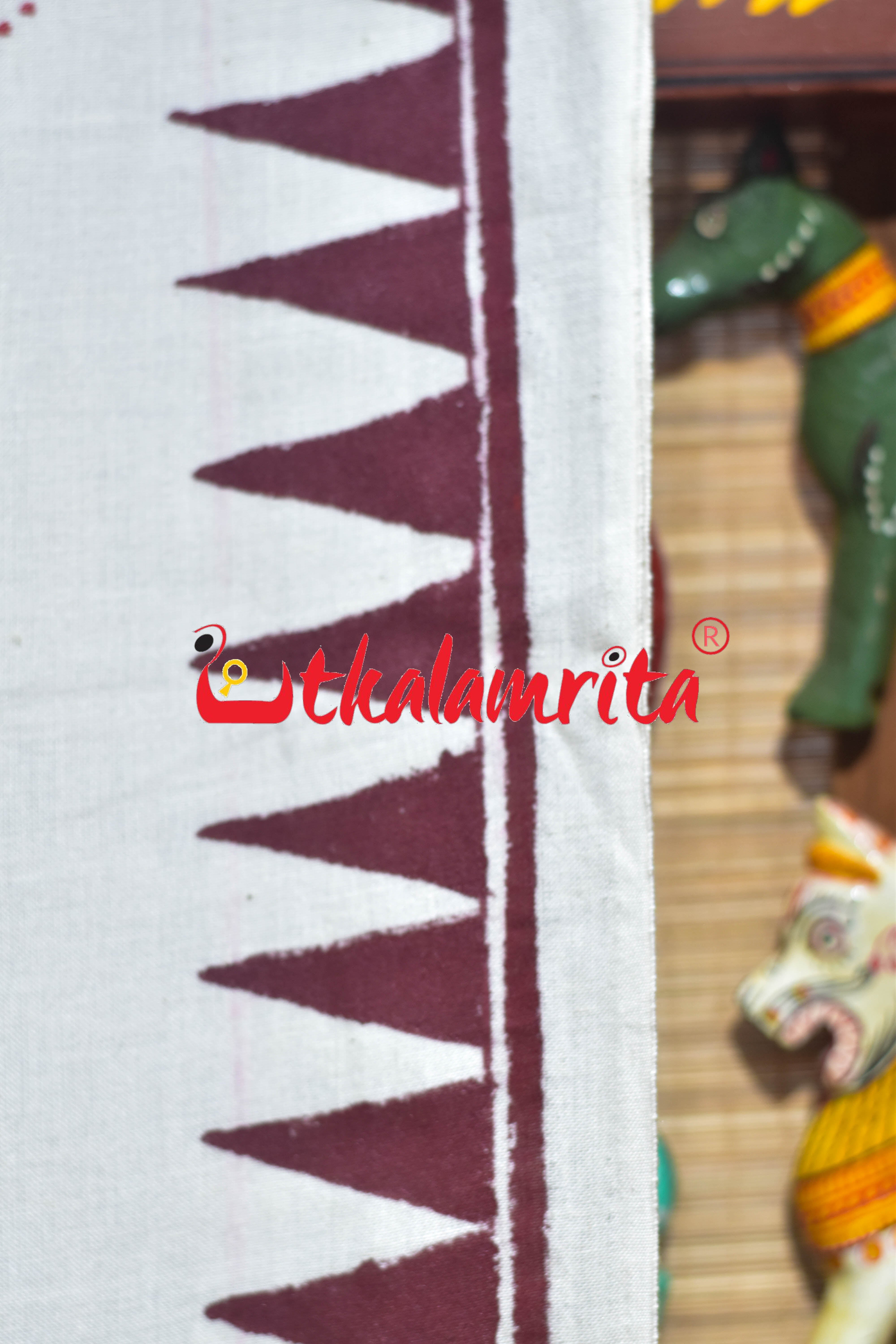 White Big Tribals Pattachitra Cotton Saree