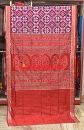 Purple Red Sambalpuri Joint Pasapali Silk Saree