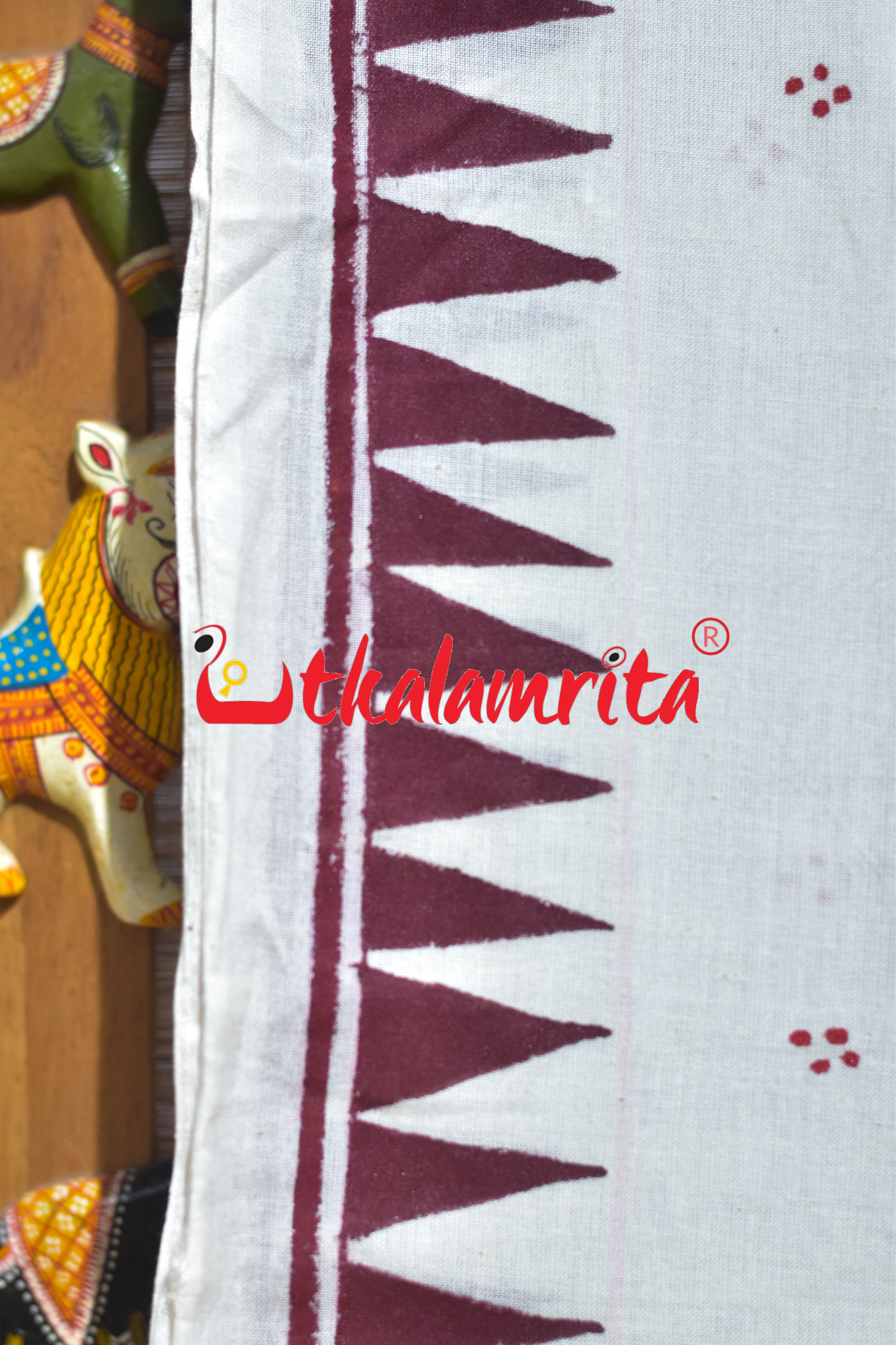 White Big Tribals Pattachitra Cotton Saree