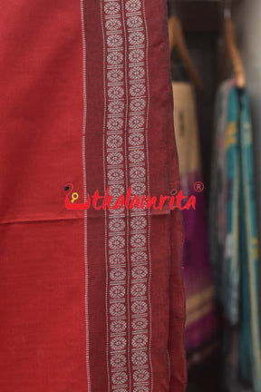 Red Black Baadi Jaala Cotton Rudraksha Border Saree