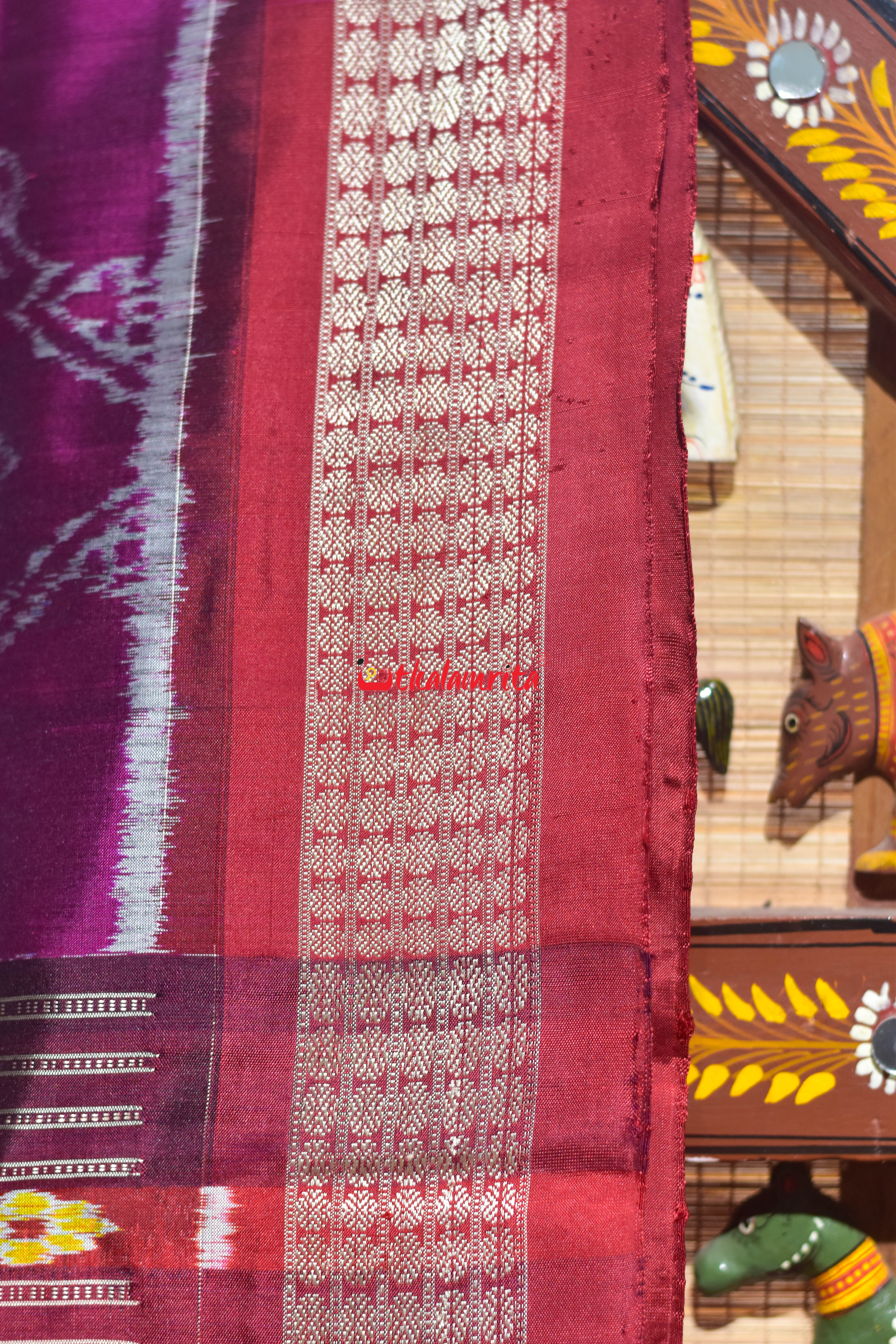 Guitar Padma Violet Sambalpuri Silk Saree