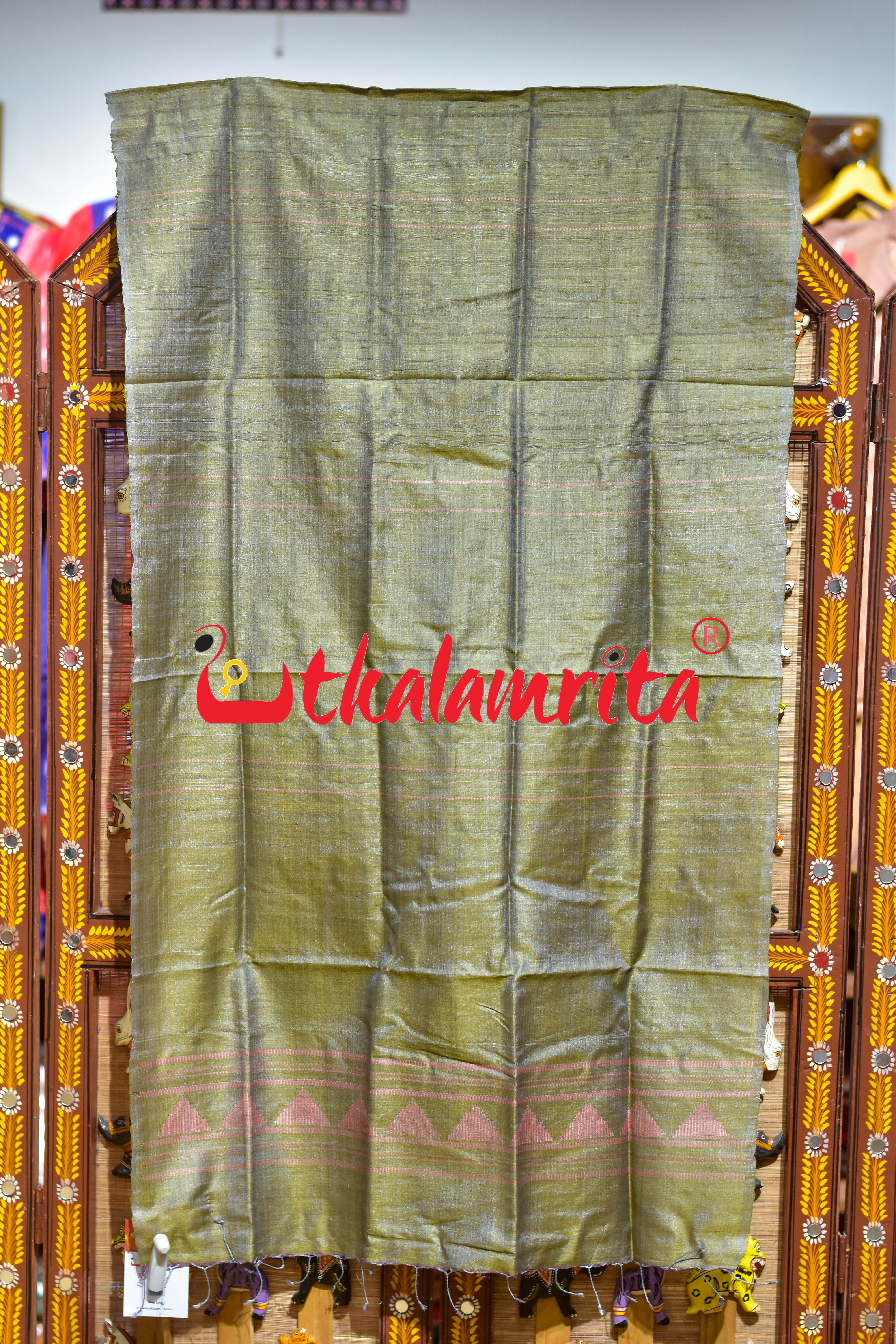Light Brown Peach Dongria Tussar Silk (Stole)
