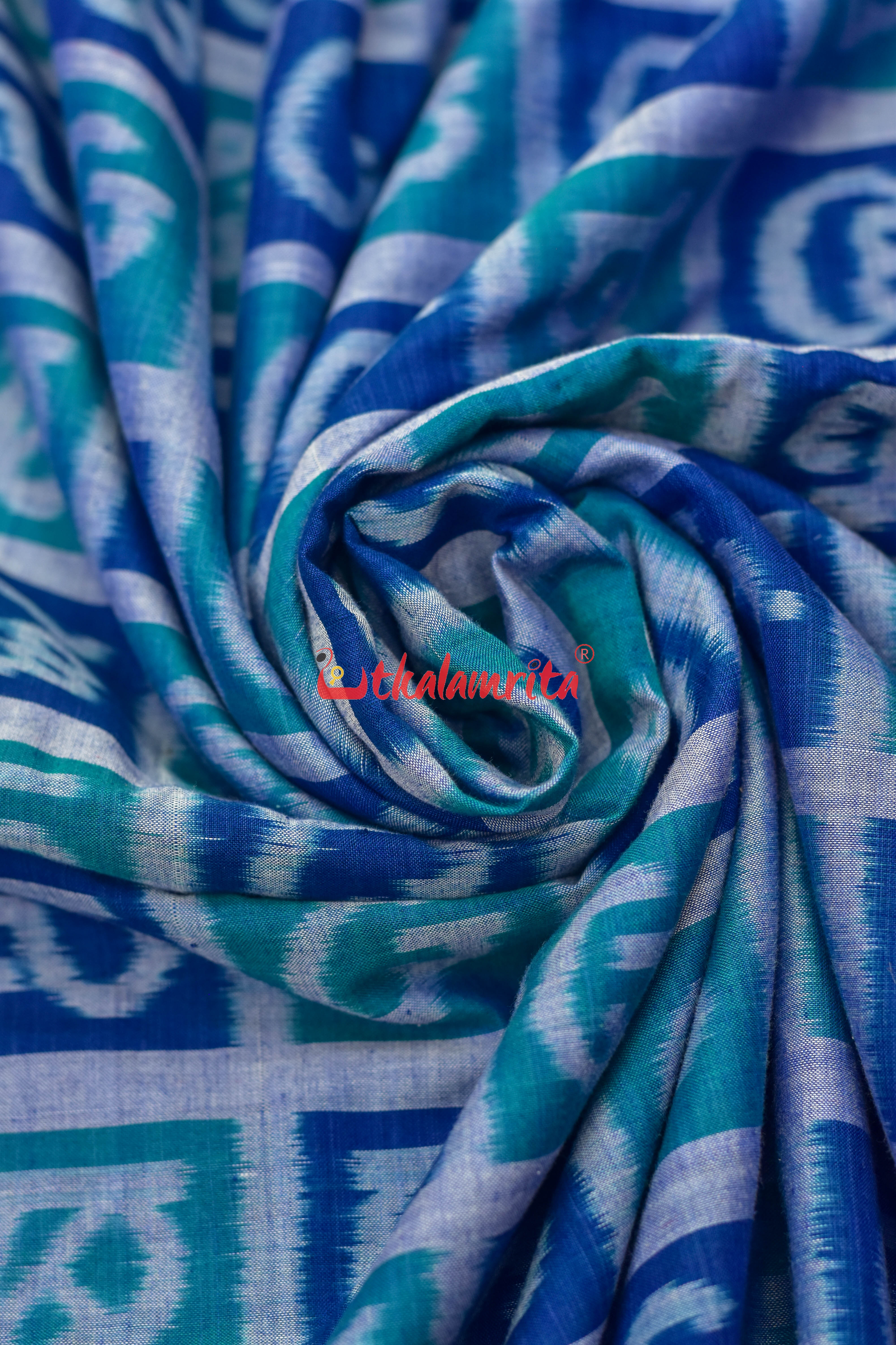 Odia Alphabet Blue Teal Sambalpuri Cotton (Fabric)