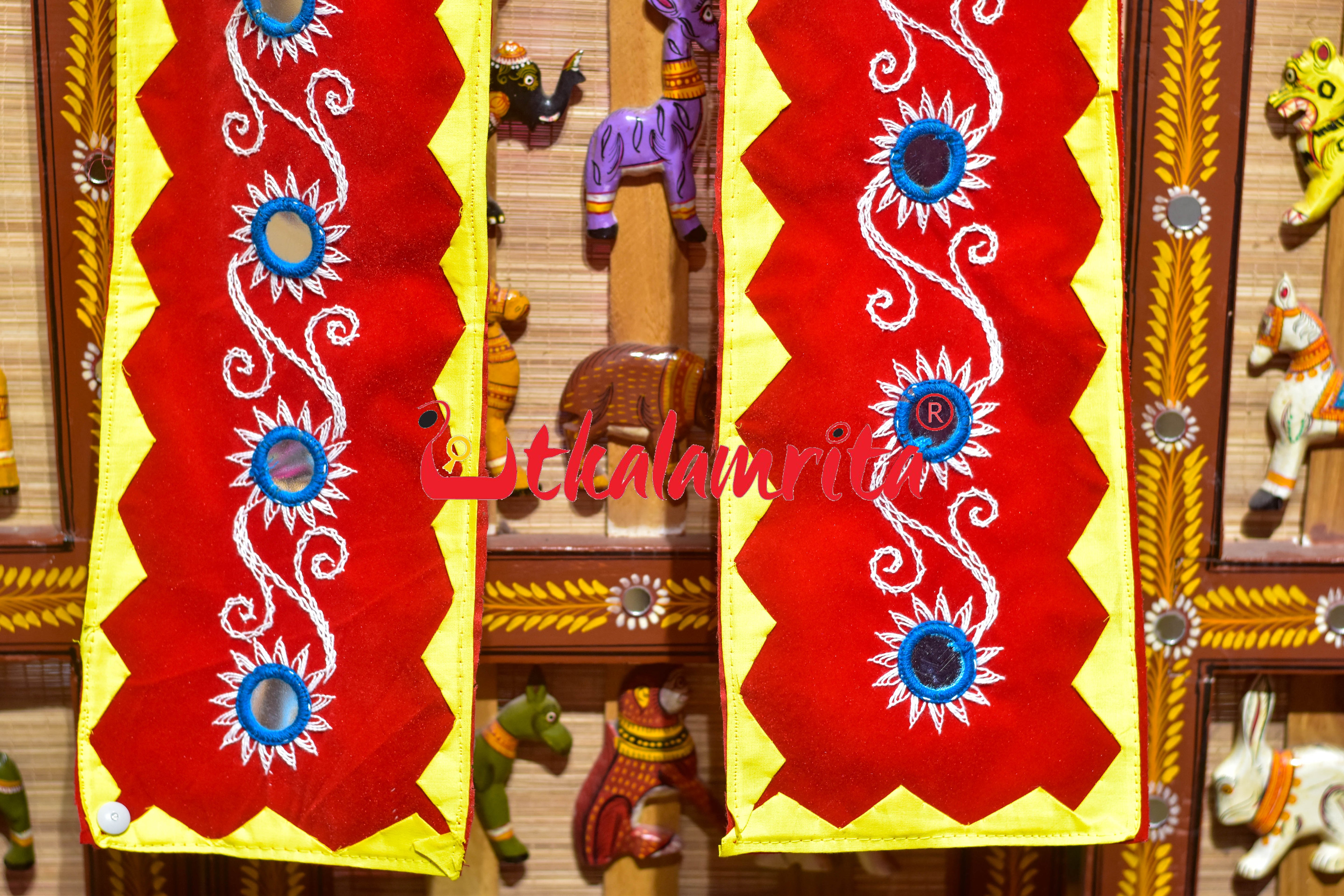 Mirror with Sun Design with Red Pipili (Uttariya)