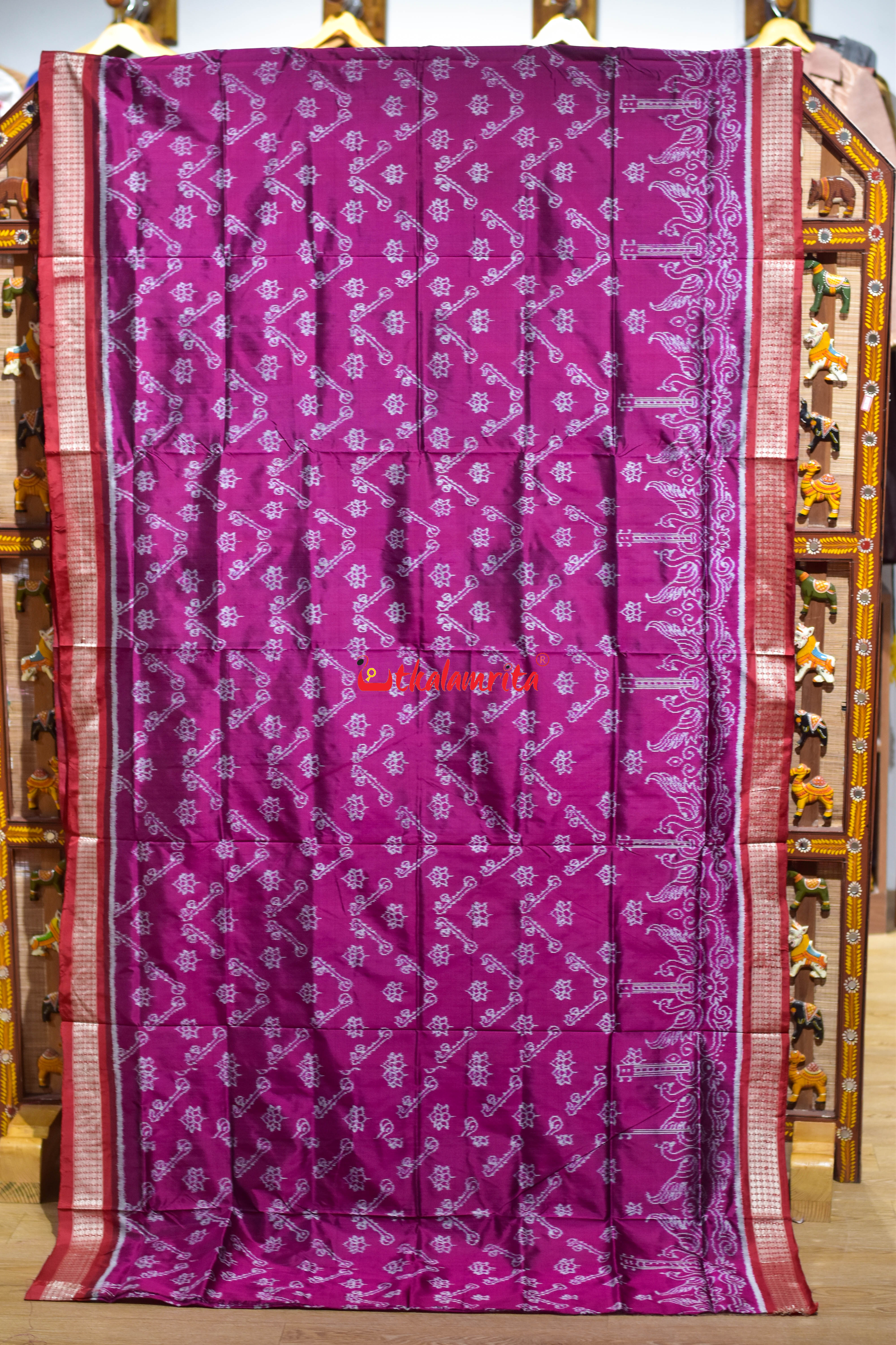 Guitar Padma Violet Sambalpuri Silk Saree