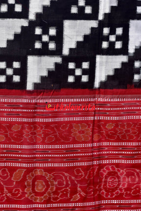 Diagonal Pasapali Black White Cotton Saree