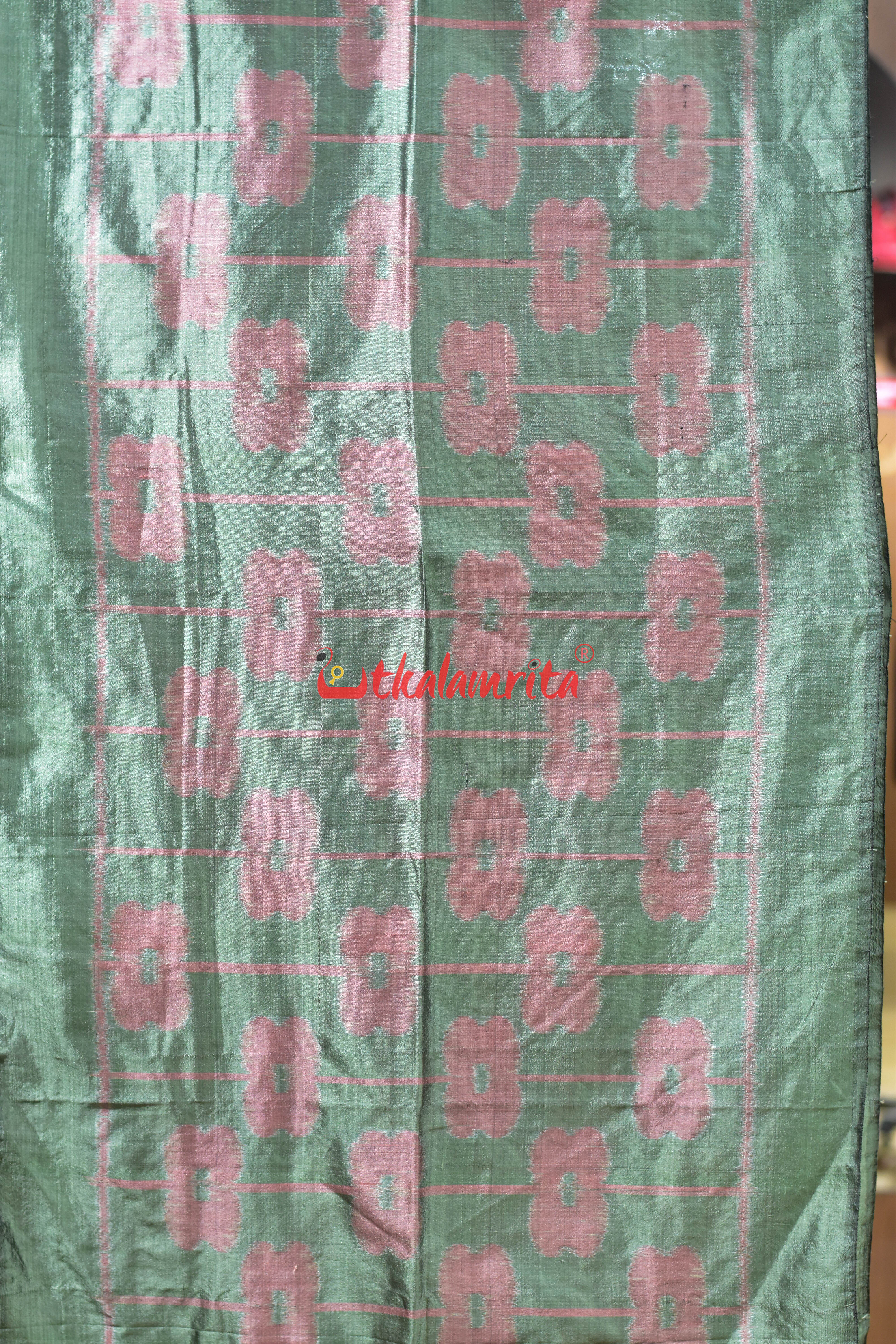 Mossy and Pink Flowers Silk Stole