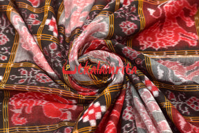 Red Black Elephants Cotton (Fabric)