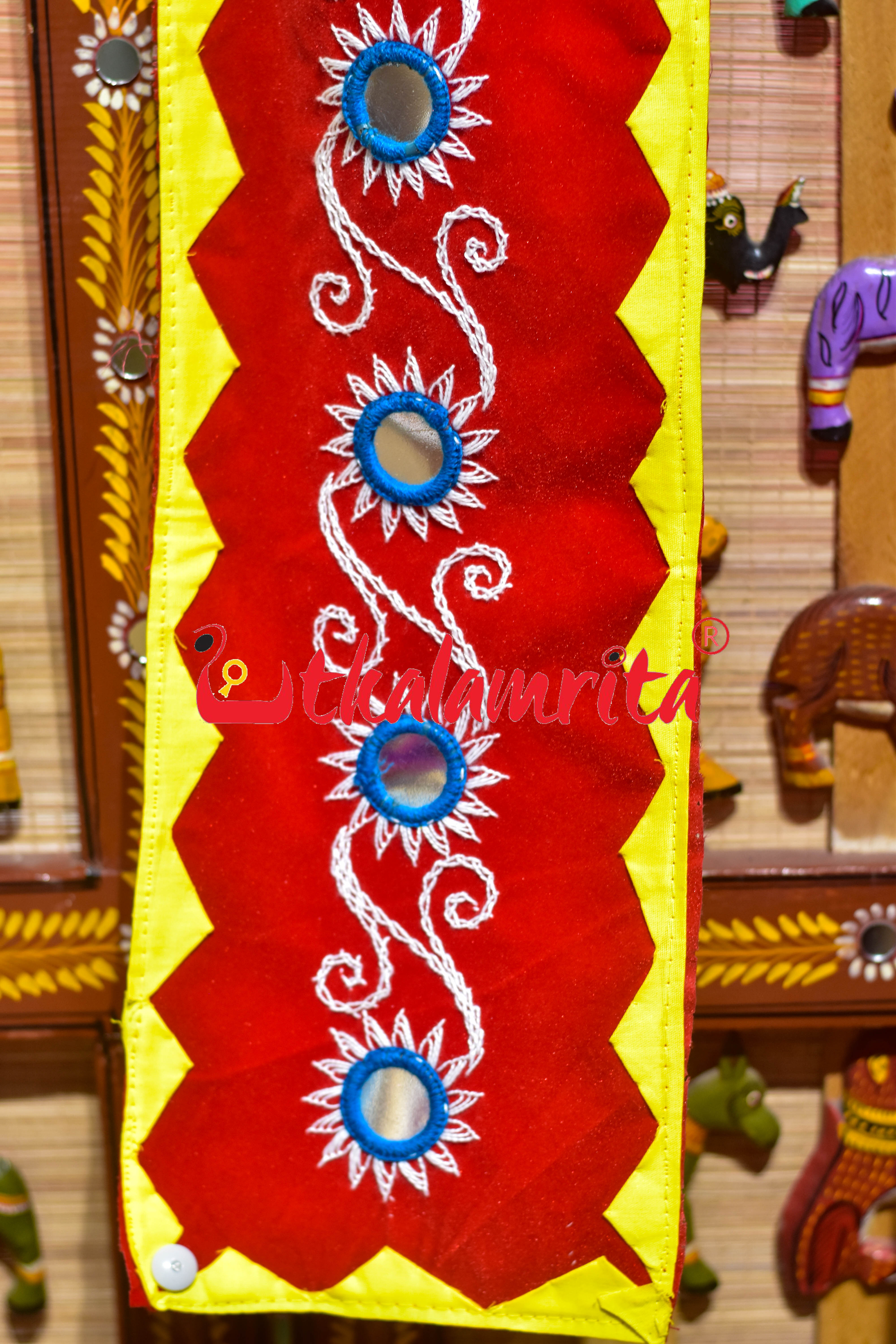 Mirror with Sun Design with Red Pipili (Uttariya)