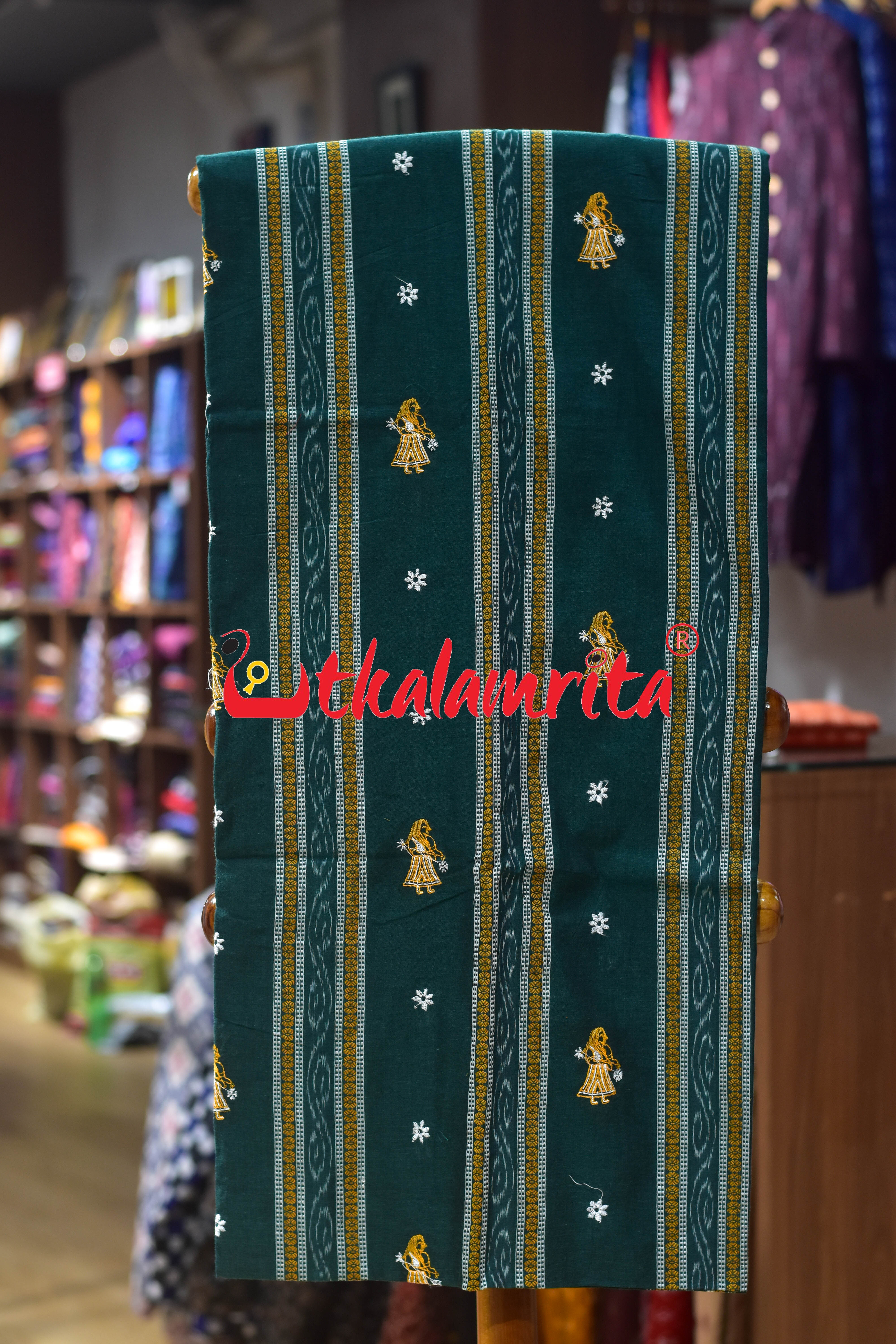 Deep Green Yellow Doll Bomkai Dress Set