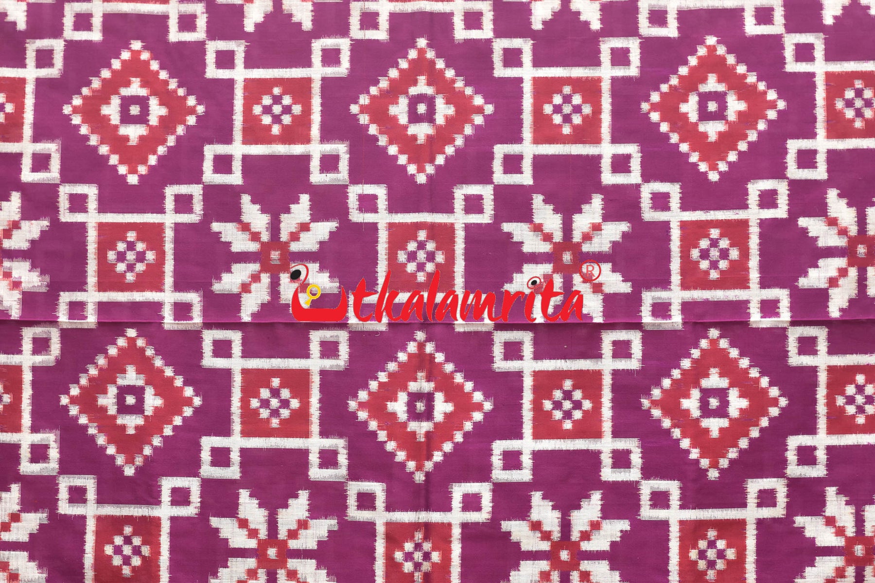 Purple Red Sambalpuri Joint Pasapali Silk Saree